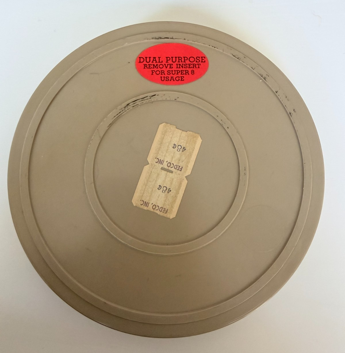 Vintage Dual 8mm Super 8mm Film Reel 200 Ft w/ Adapter Hub & Case 5 Inch Spool