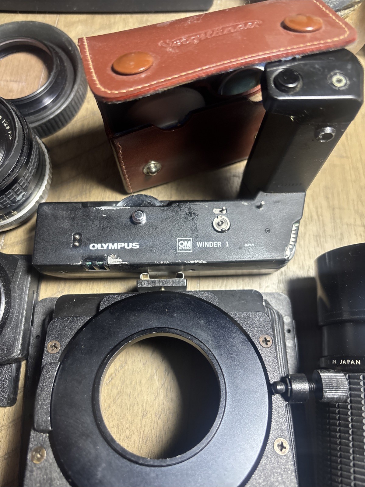 Vintage Camera Accessories Lot. Olympus 0M-1