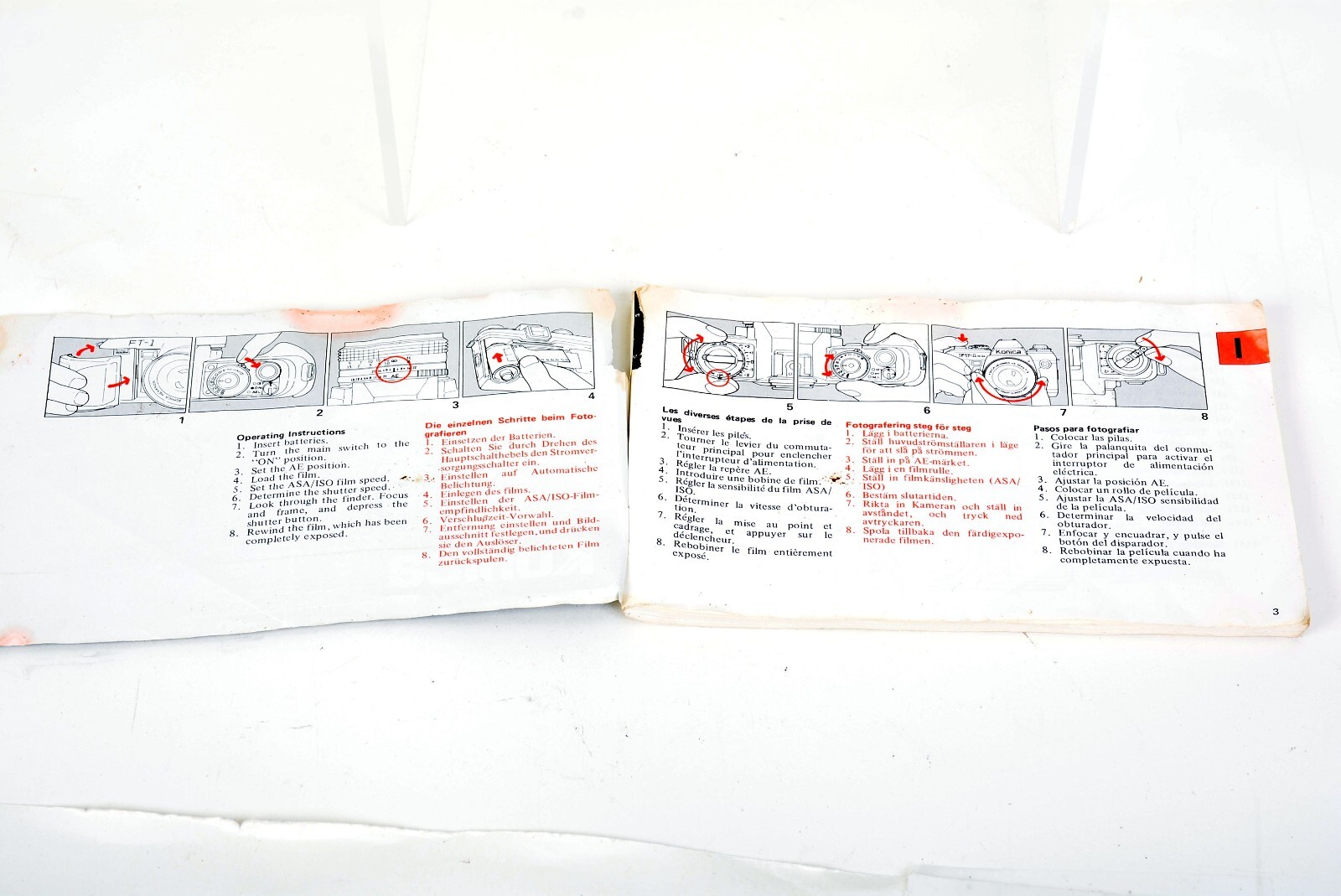 Original Konica FT-1 Motor Manual – Multi-language, plus Accessories Section