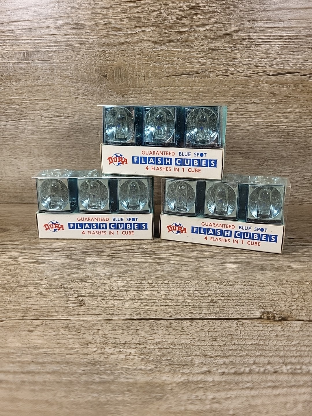 Lot Of 9 / 3 Pack Vtg Camera Flash Cubes RARE! DURA BLUE SPOT 4 Flash n 1 📸 24A