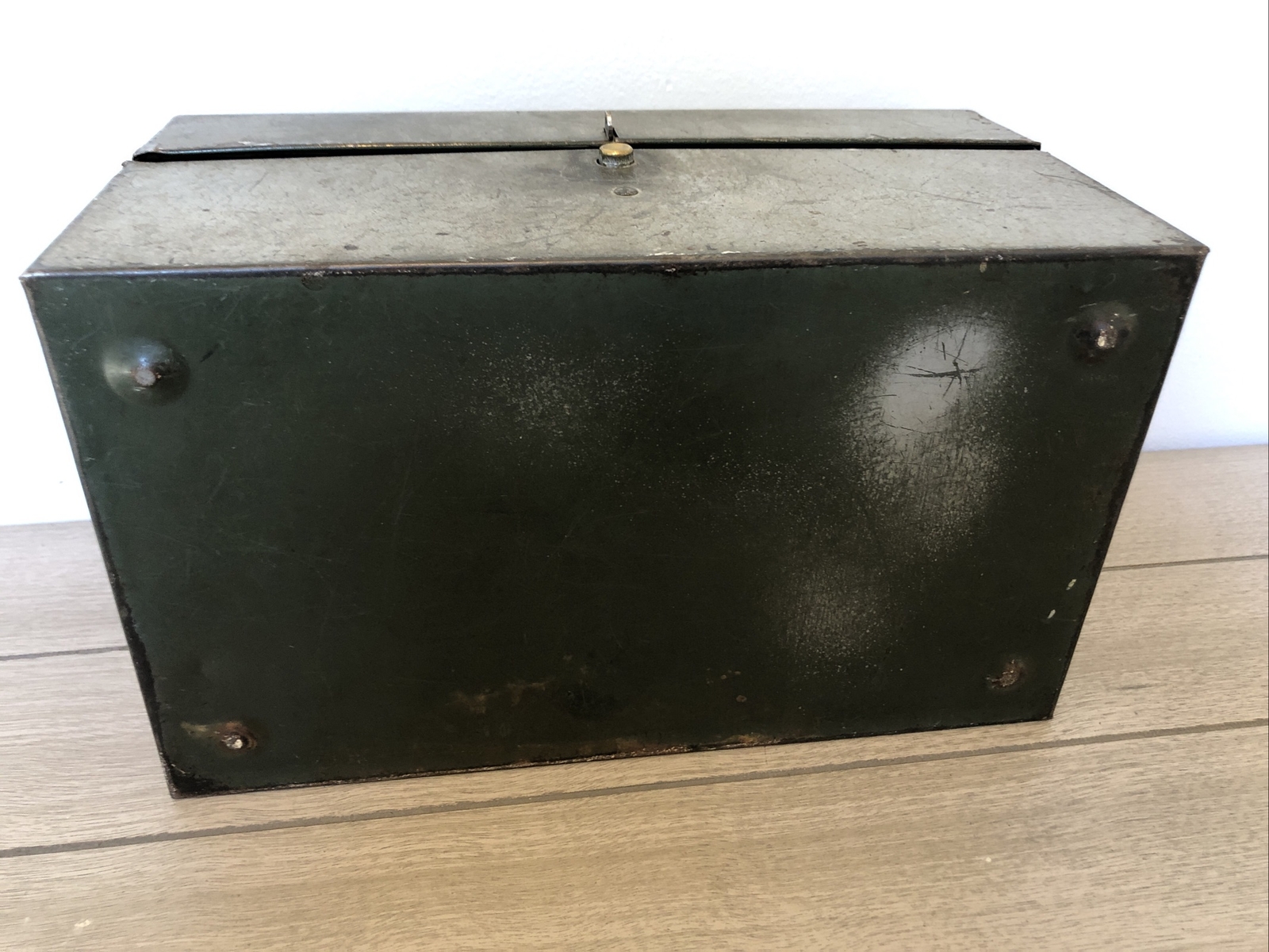 Vintage Metal Storage Case Box for 8mm Movie Reels, Holds 12, Latched w/ Handle