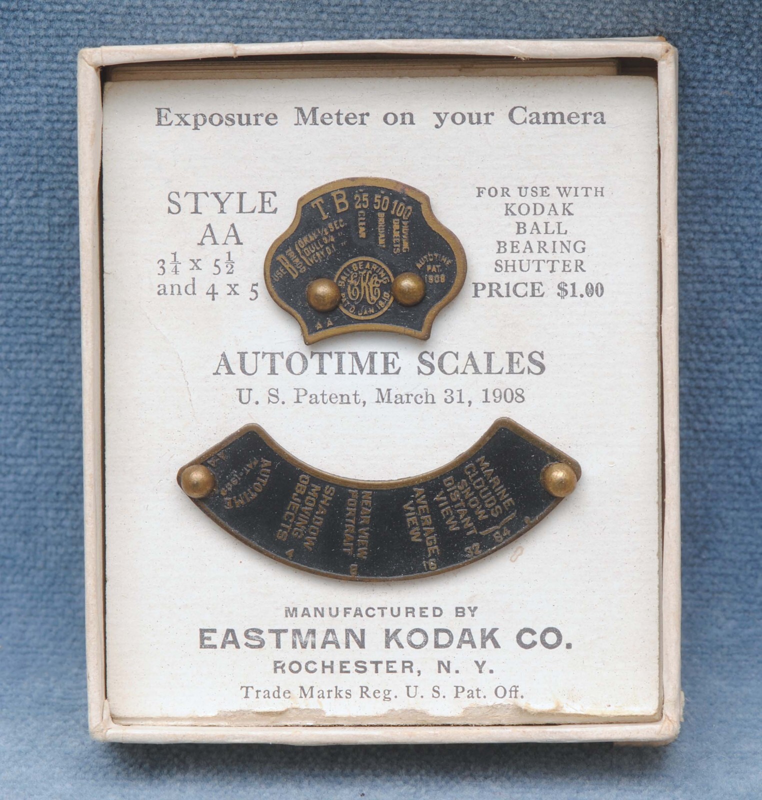 VINTAGE EASTMAN KODAK AUTOTIME TYPE AA SCALES FOR CAMERA SHUTTERS