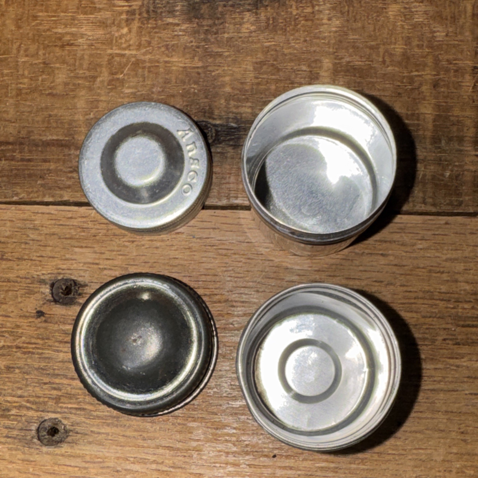 Pair Vintage 35mm Aluminum Film Screw Top Canisters 2″ Ansco