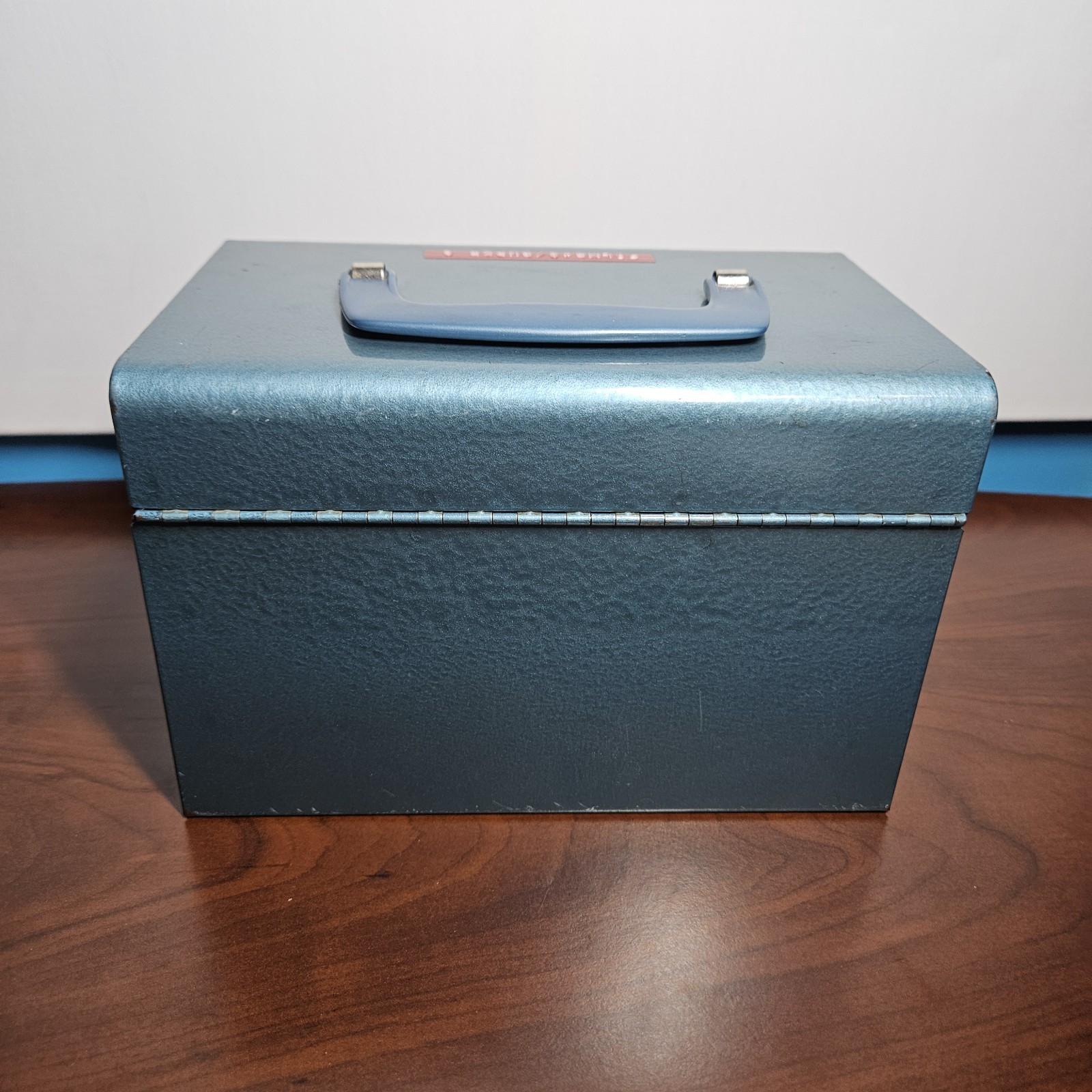 Vintage Logan Deluxe Metal 8mm Film Reel Metal Chest 12 Slots – Blue