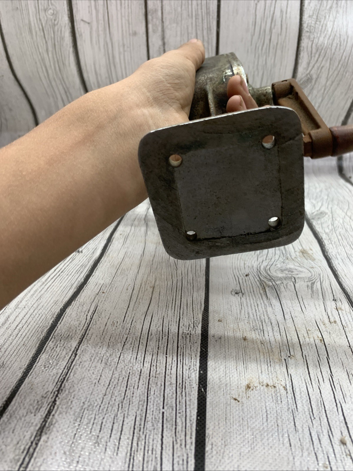 VINTAGE Duplex Reel Spool Winder Cast Iron W/ Tan Handle Spool