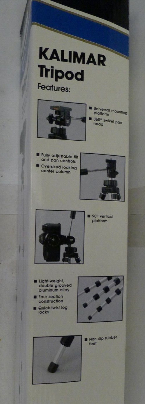 Kalimar PS-3 Universal Tripod with Swivel Pan Head Extends from 15″- 46″ – NEW