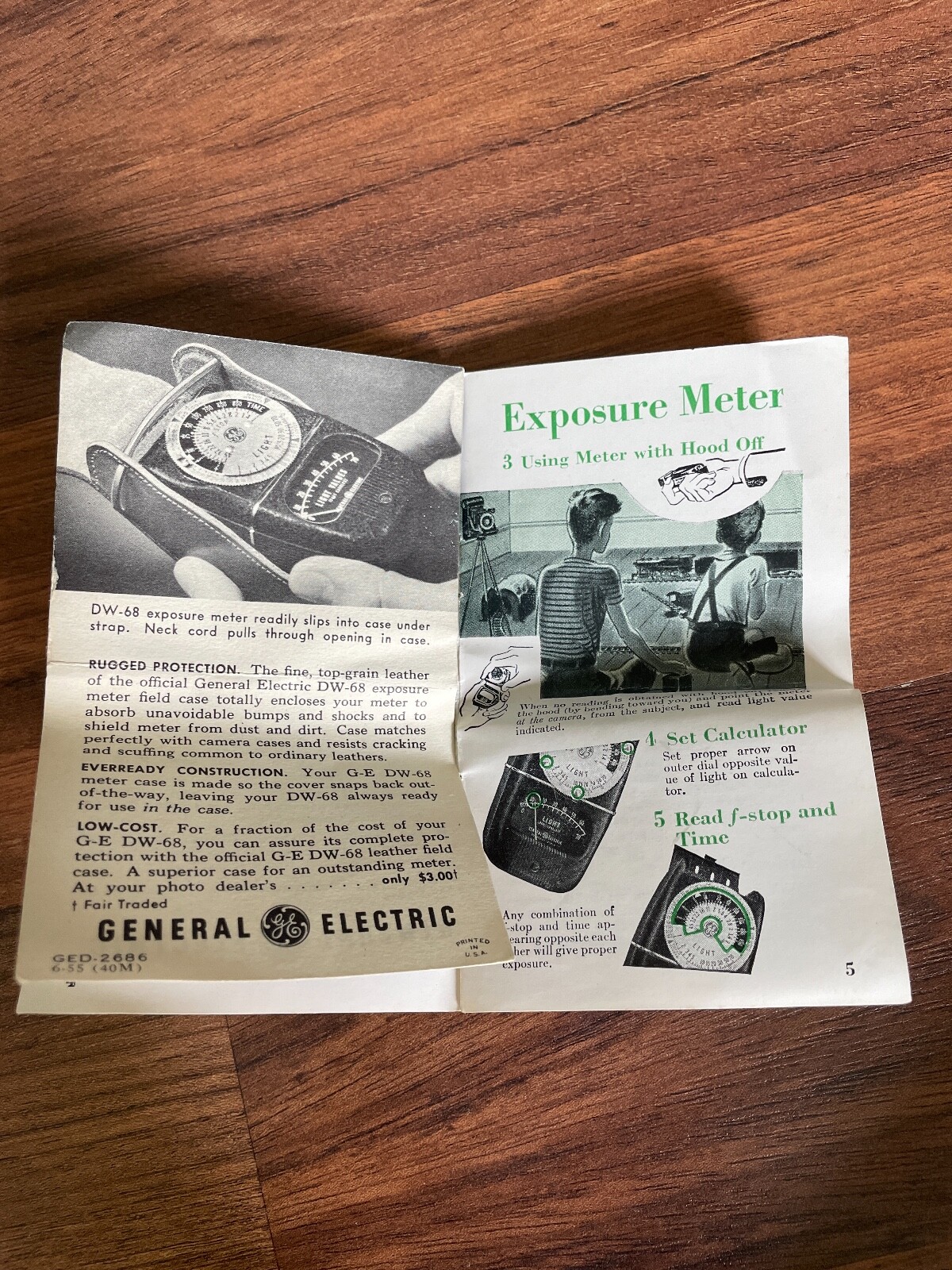 Vintage 1940s General Electric Light Exposure Meter DW-68 USA Case & Manual