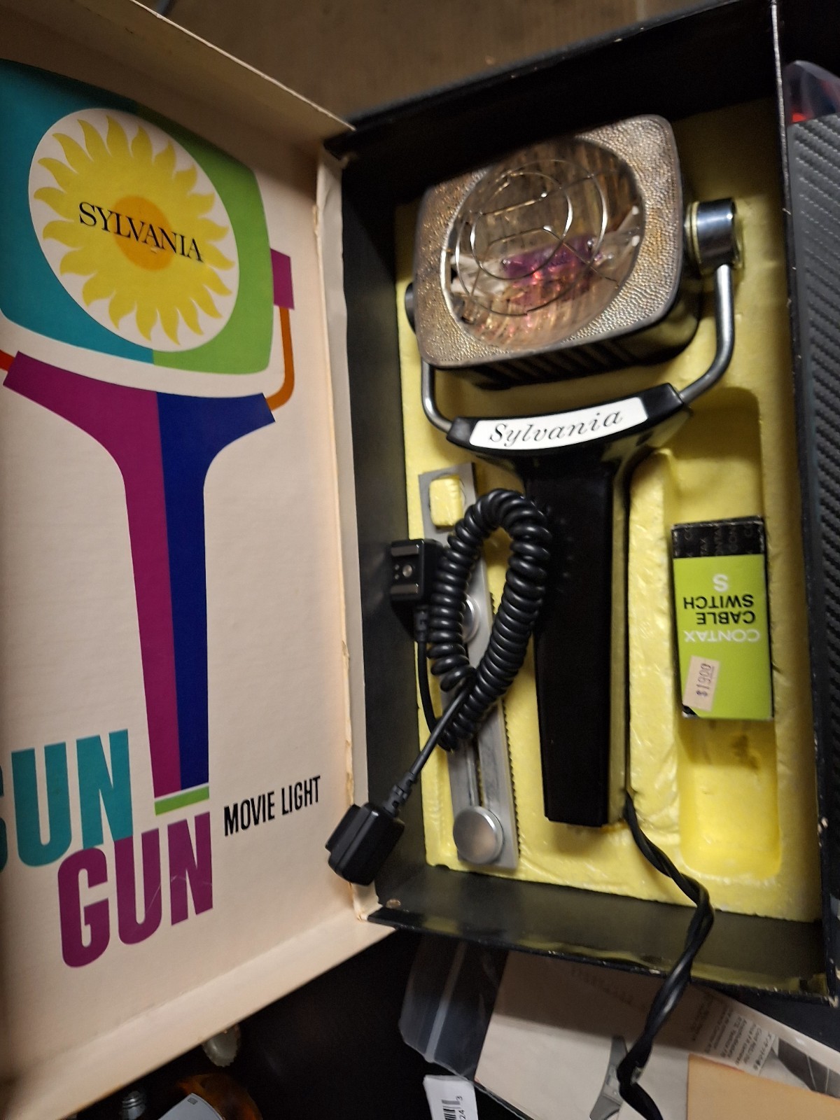Vintage Sylvania Sun Gun Movie Light SG-1 Tested Works Complete W/ Papersguides