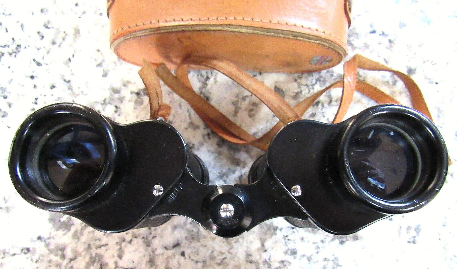 VINTAGE Vernon leather Binoculars/ Case Blk GOOD CONDITION