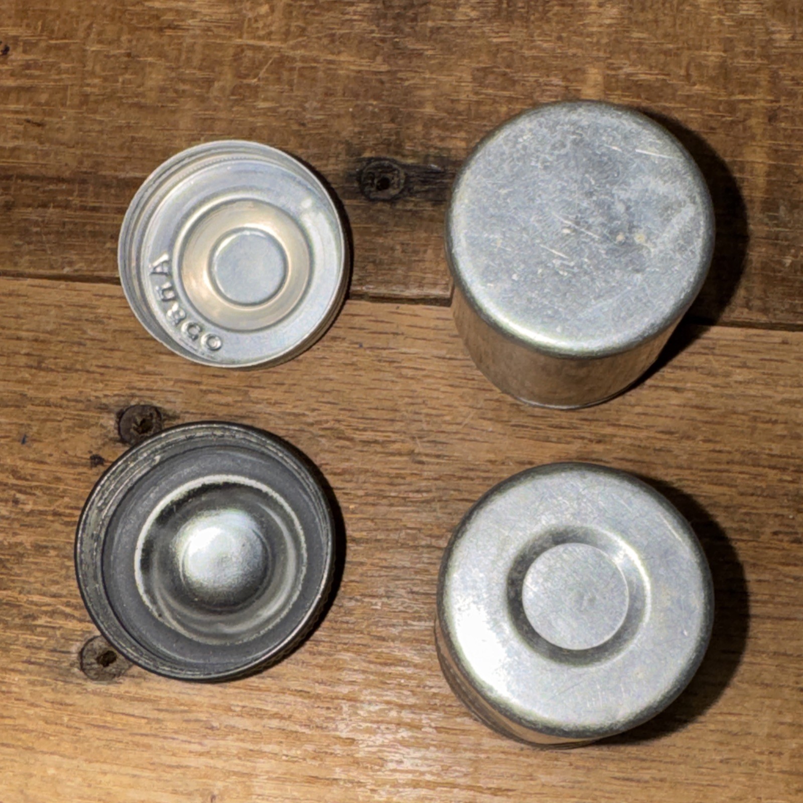 Pair Vintage 35mm Aluminum Film Screw Top Canisters 2″ Ansco
