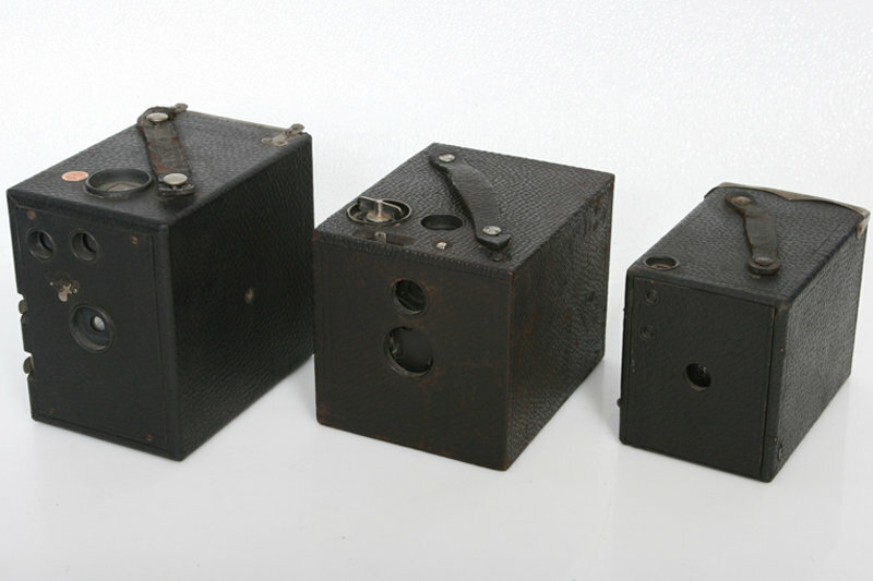 7 Antique Box Cameras Collection * Mostly Kodak, Western magazine camera