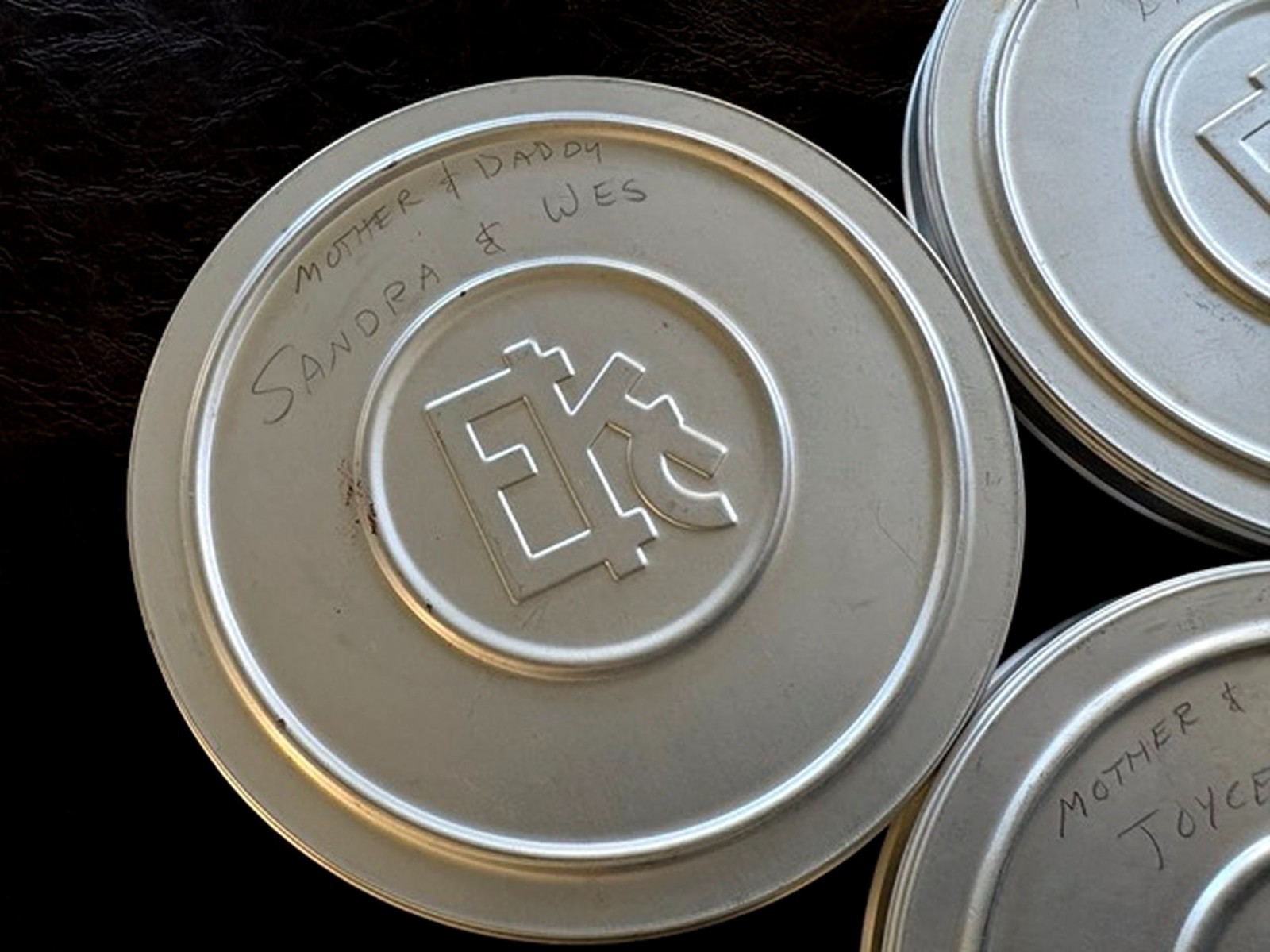 3 Eastman Kodak Co (EKC) 5″ Metal Film Canisters with Film on Reels -Cans Marked