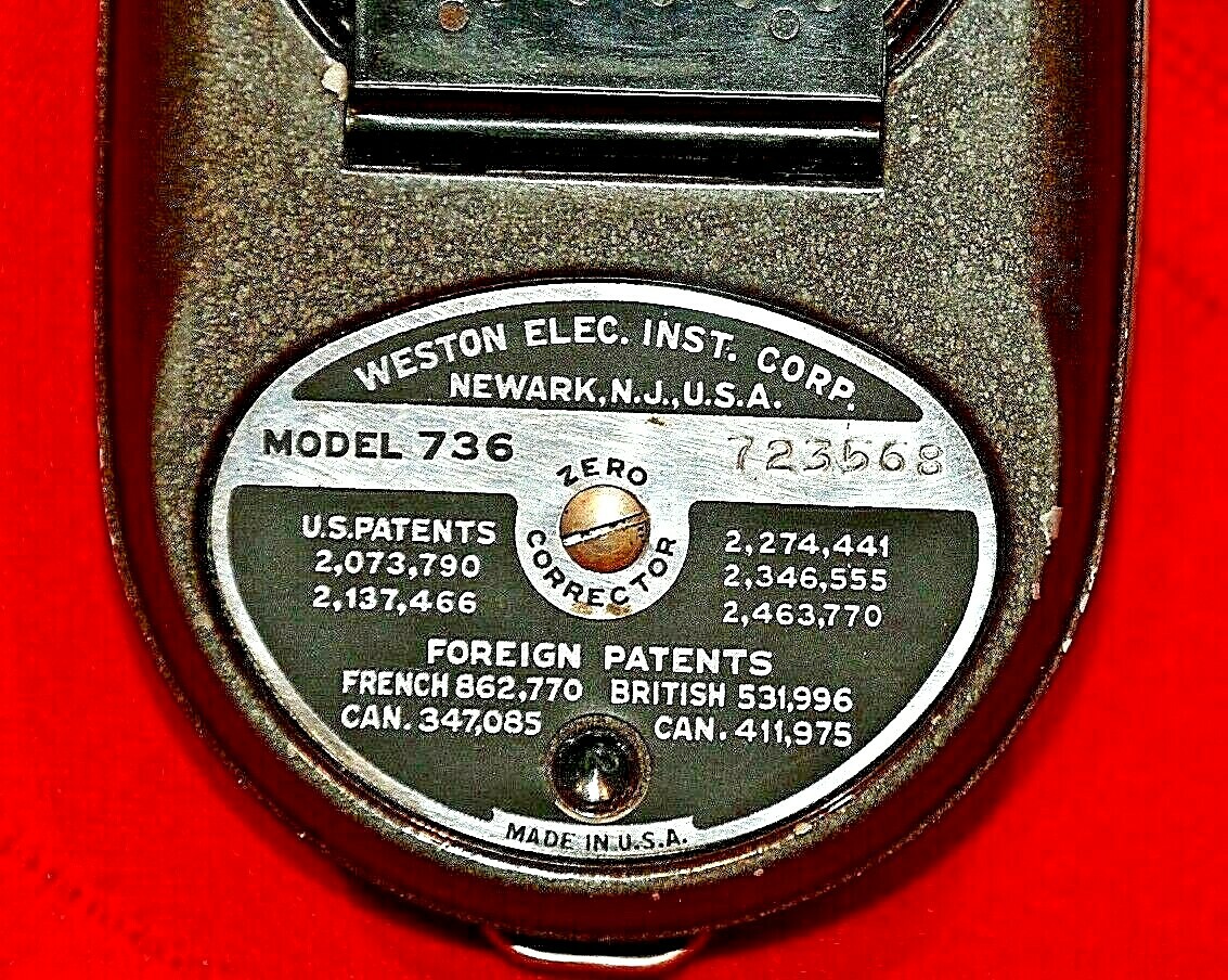 WESTON MASTER II, MODEL 736 VINTAGE LIGHT METER, FOR PARTS OR REPAIR, CLEAN COND