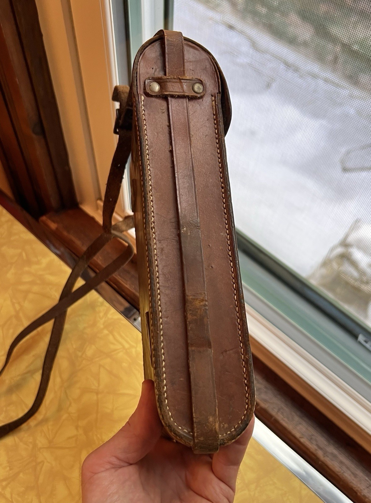 Antique Kodak Paris & Lyon Folding Film Camera Case in Brown Leather with Strap