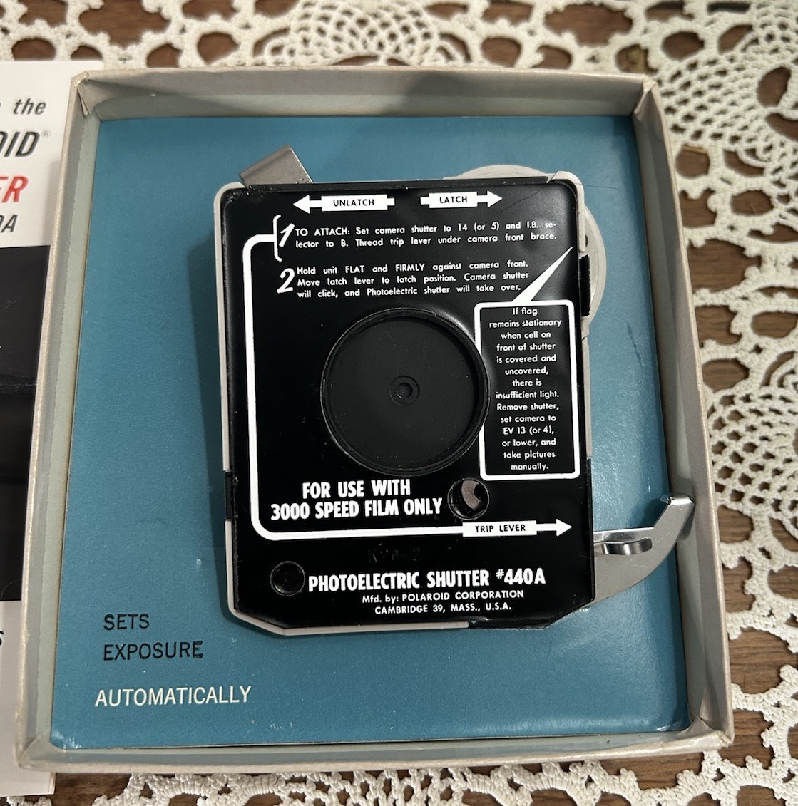 Vtg Polaroid Photoelectric Shutter Mod #440 with Original Box & Manual-Untested