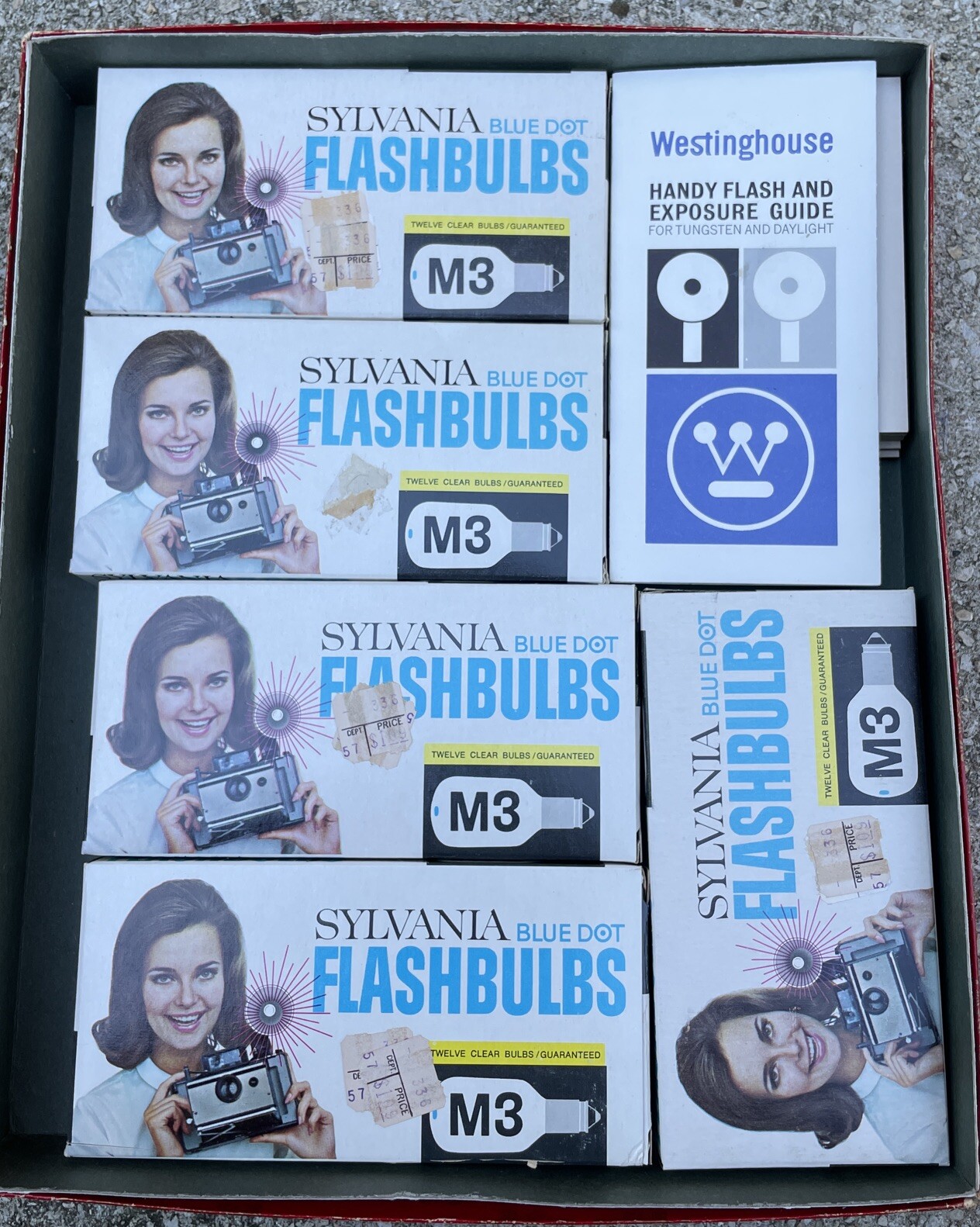Sylvania Blue Dot Flash Bulbs M3B 5 Boxes 60 Bulbs Total Vintage NOS