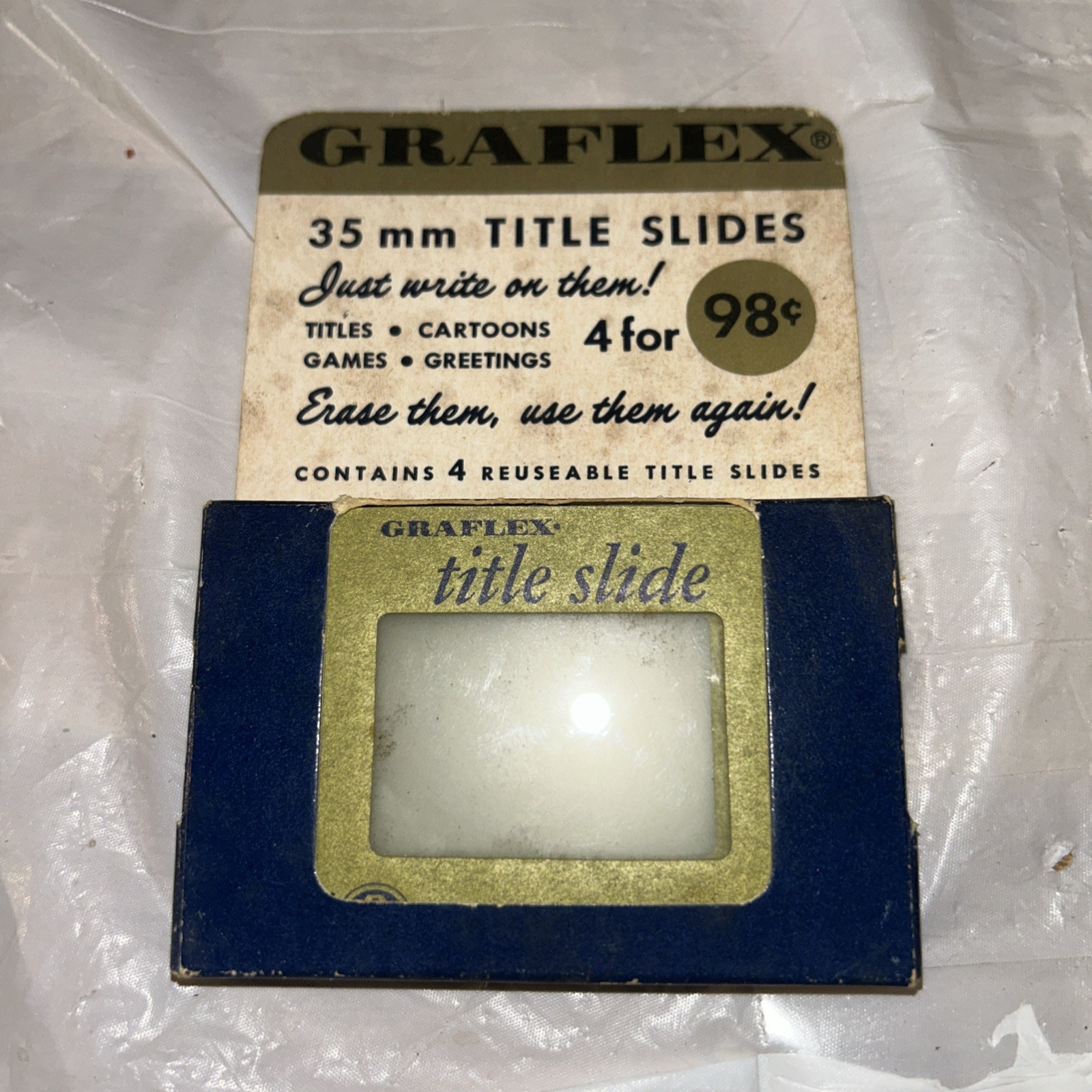 Graflex 35mm Title Slides 4 slides In 1 Package vintage Reuseable NOS