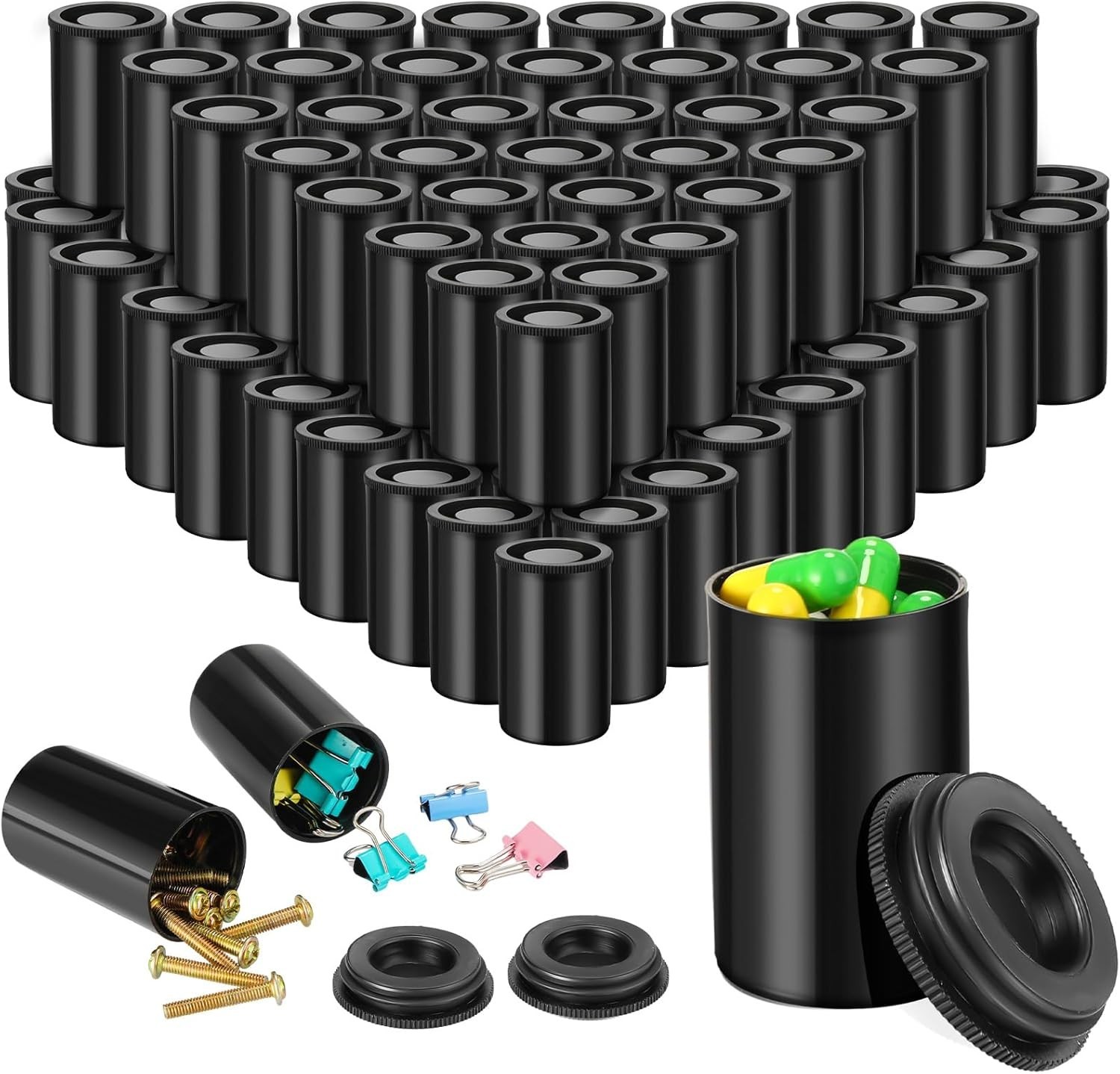 200 Pcs Plastic Film Canister Holder 35 mm Empty Camera Reel Containers Storage