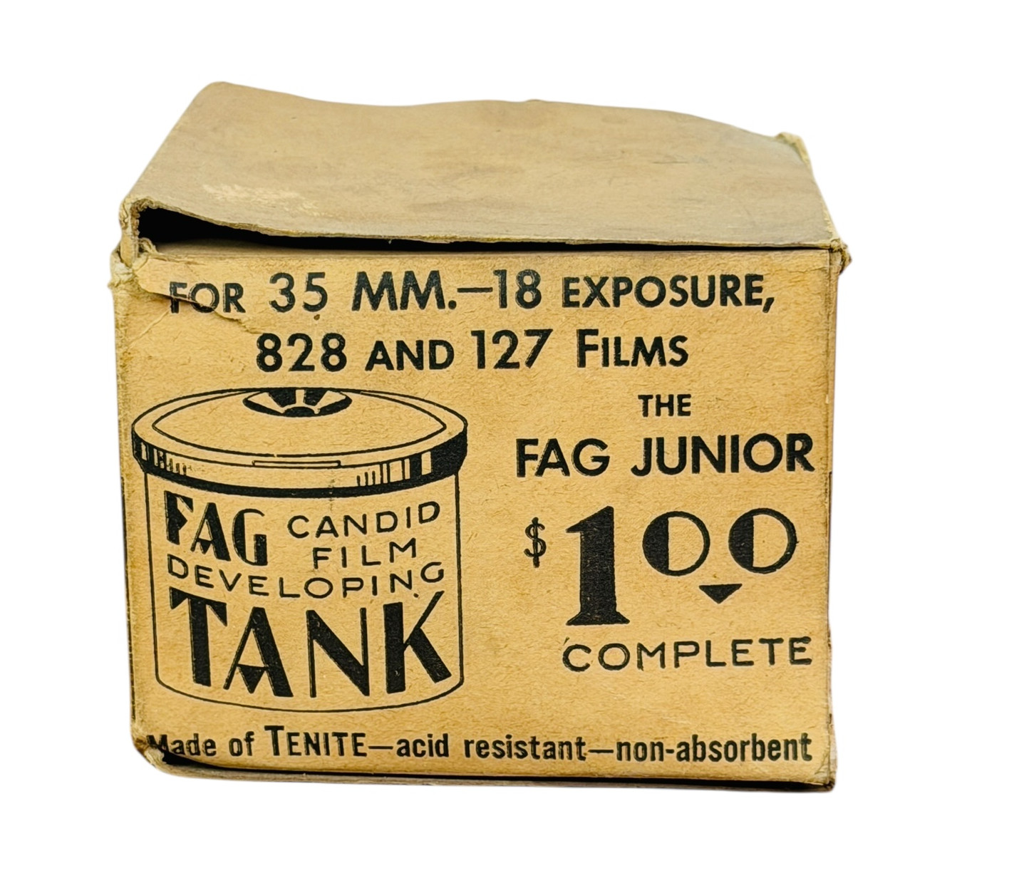 FAG JUNIOR CANDID FILM DEVELOPING TANK Tenite w BOX & MANUAL 1930s Eastman Kodak