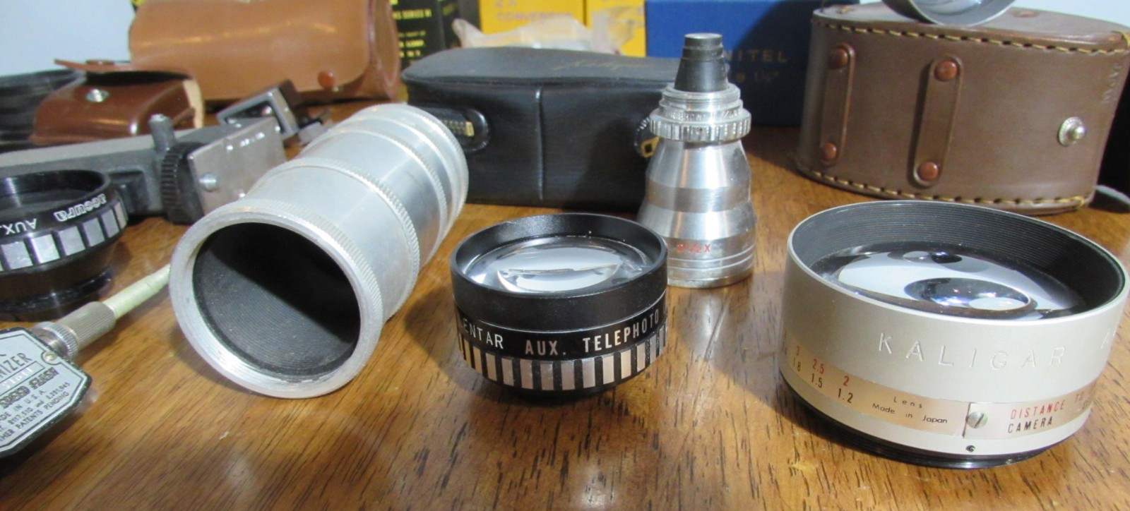 Vintage Camera Accessories Lot Lenses Parts Mixed Alpex Kaligar Kodak Vemar