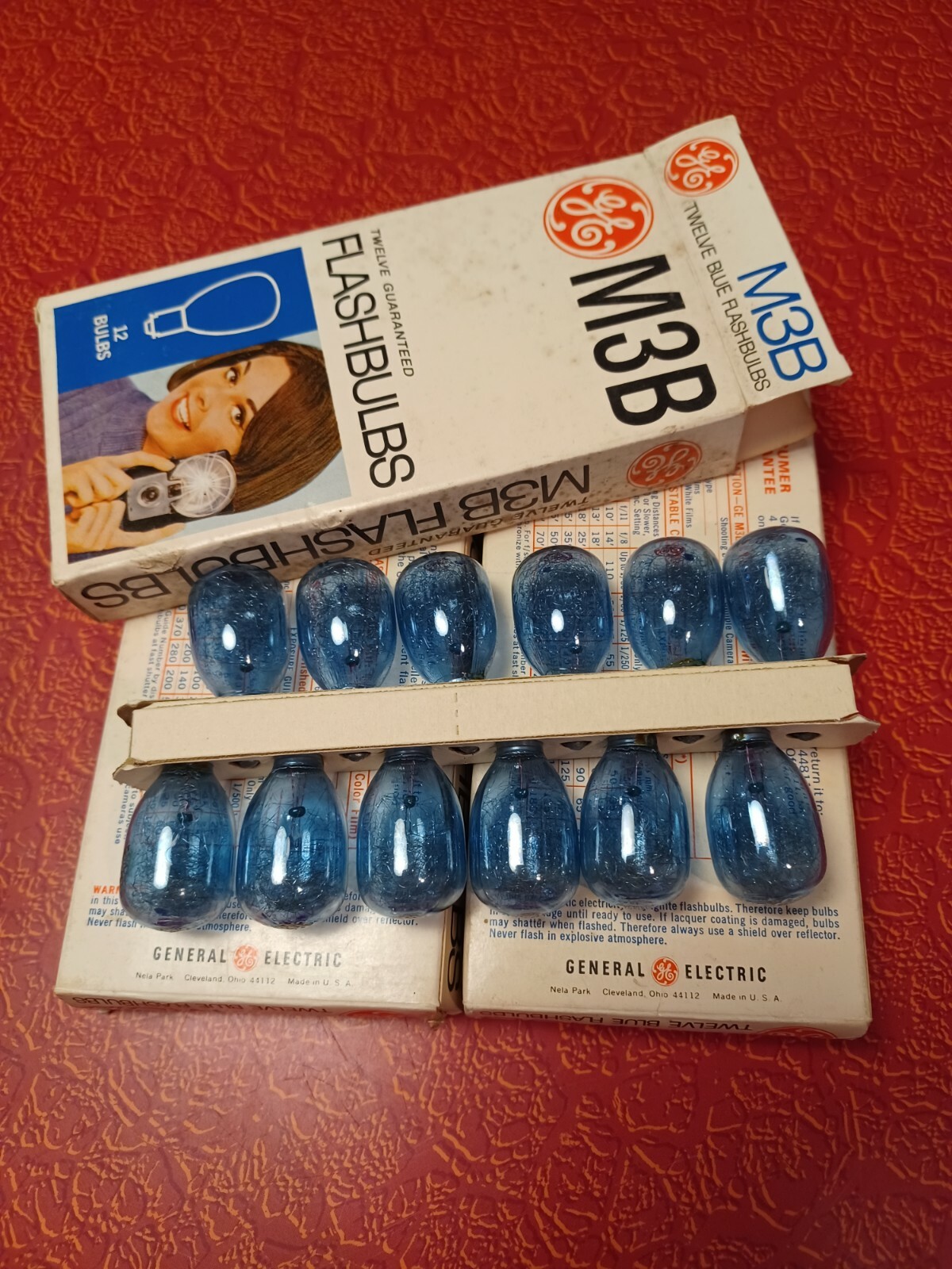 Vtg mid-century GE MB3 Flash Bulbs Lot of 3 Boxes 36 Flashes General Electric