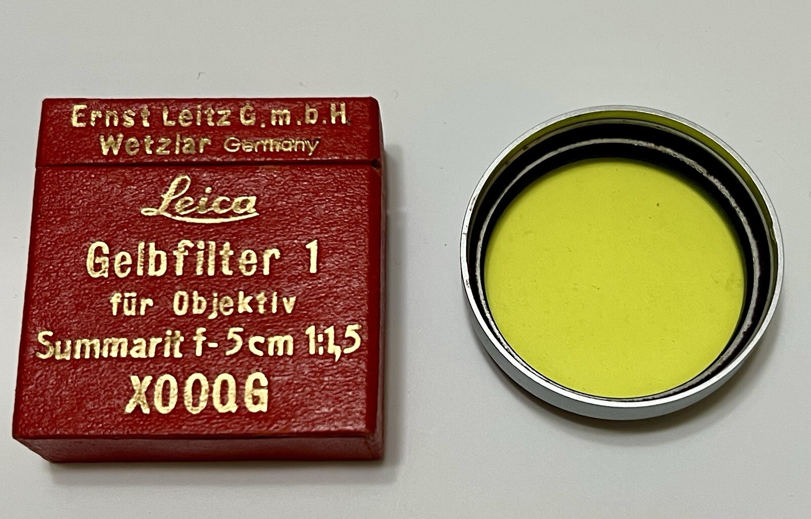 Ernst Leitz Leica Gelbfilter 1 Yellow Camera Filter Model XOOQG Wetzlar Germany