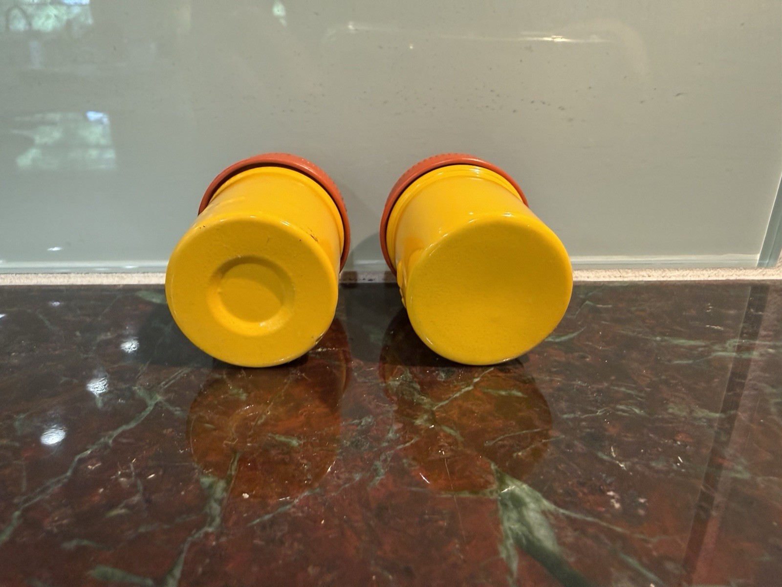 Vintage Kodak Film Metal Tin Canister Lot of 2 * Yellow & Orange