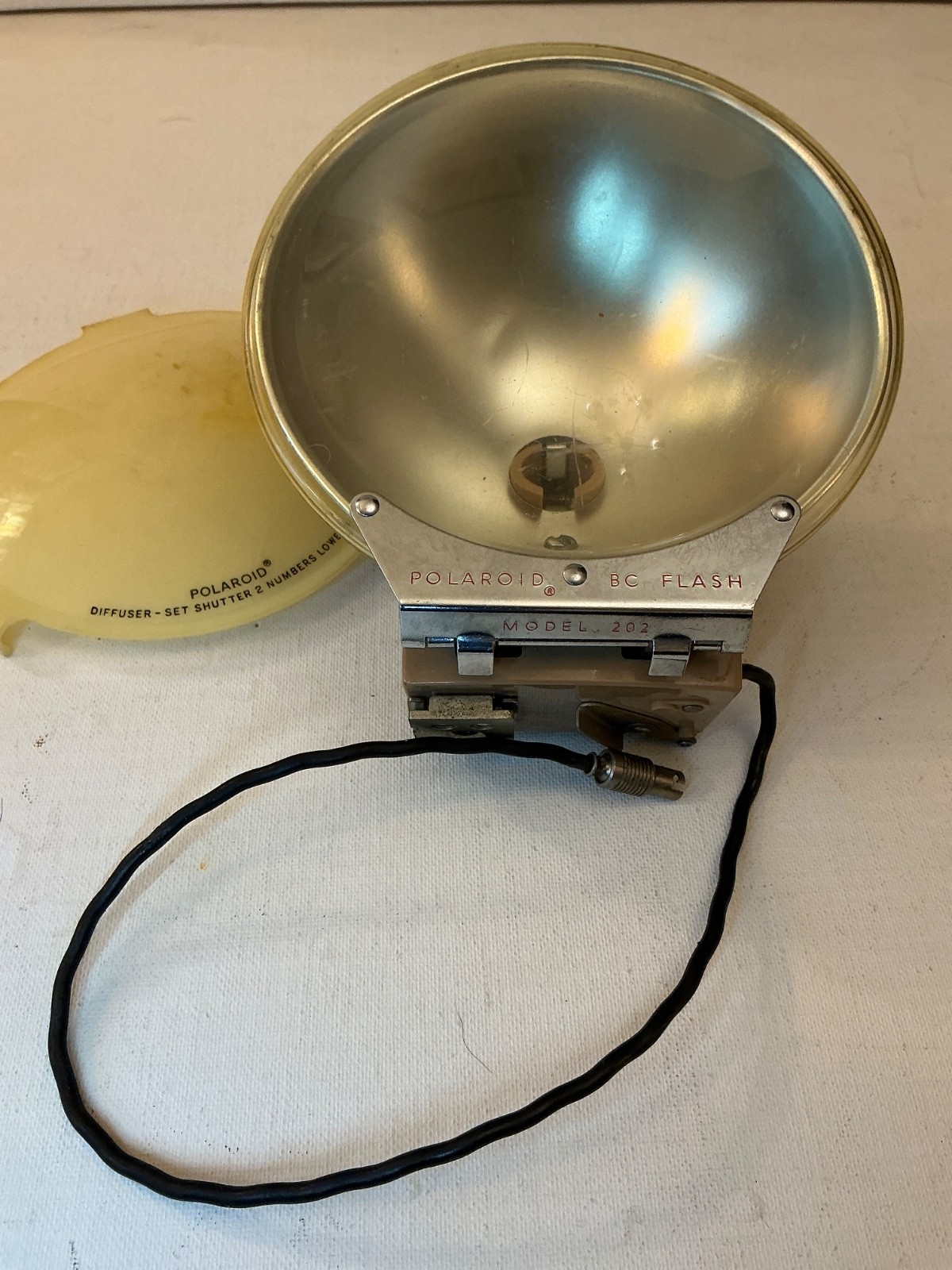 Vintage 1955 Polaroid Flash BC Model 202 Camera Flash Unit and Diffuser Used