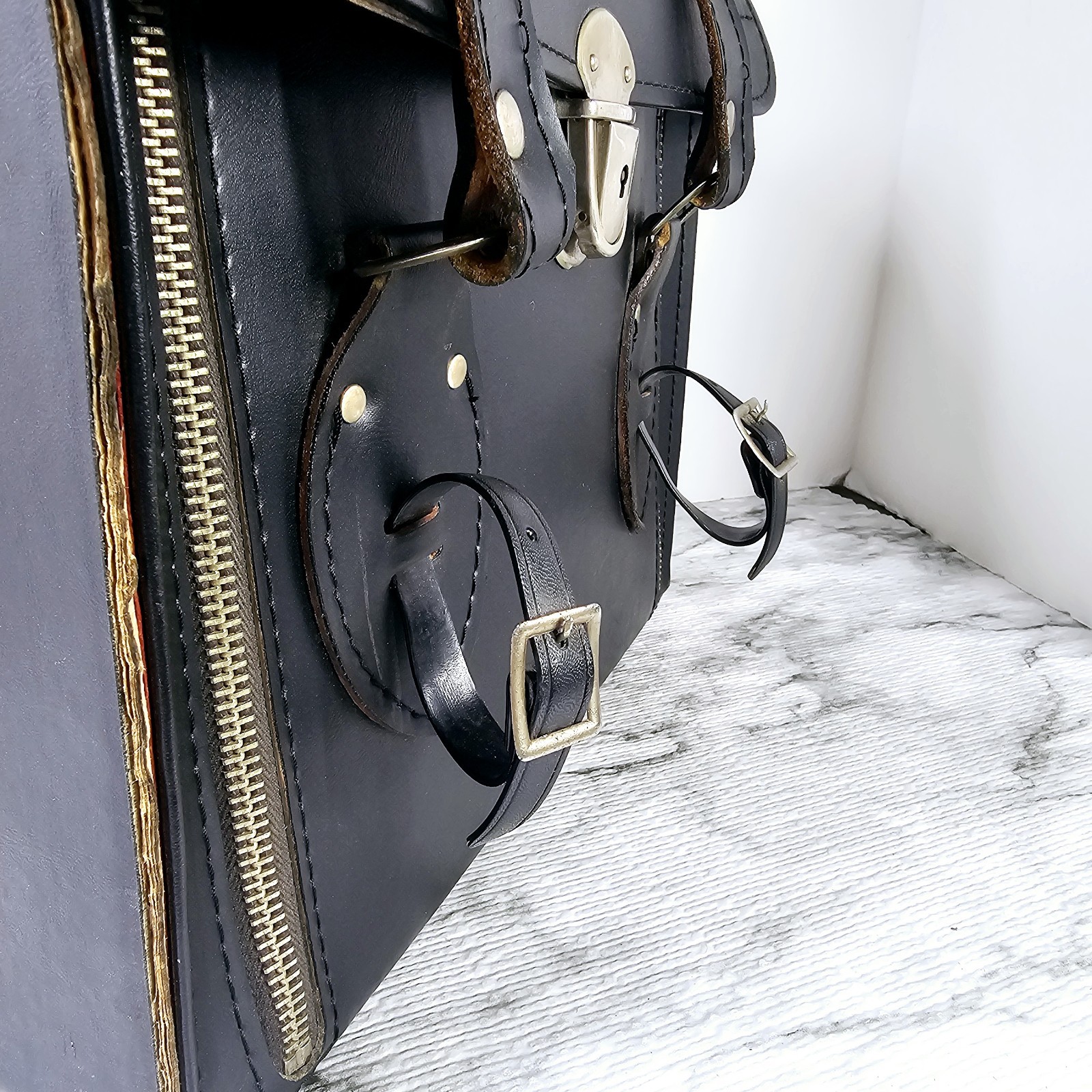 Vintage Kali-Bag Black Leather Camera Bag Large Kalimar Made in Japan