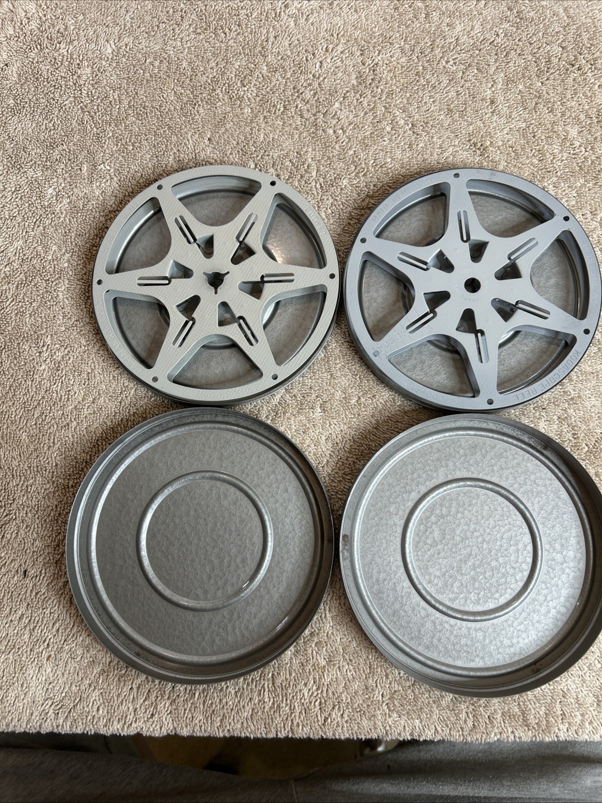 Vintage Brumberger Film Canisters With Kodascope Reels In Grey. 100-R06