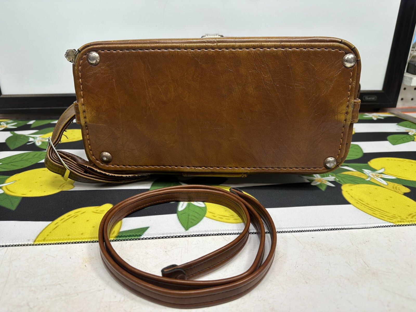VINTAGE NIKON CAMERA BAG HARD SHELL CASE BROWN SHOULDER STRAP RETRO