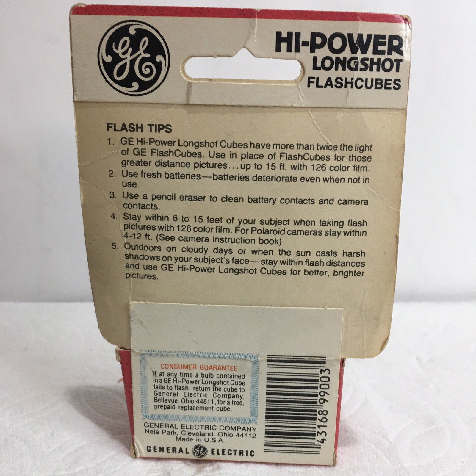 Vintage GE Hi-Power Longshot Flash Cubes Box of 2 Cubes-8 Flashes