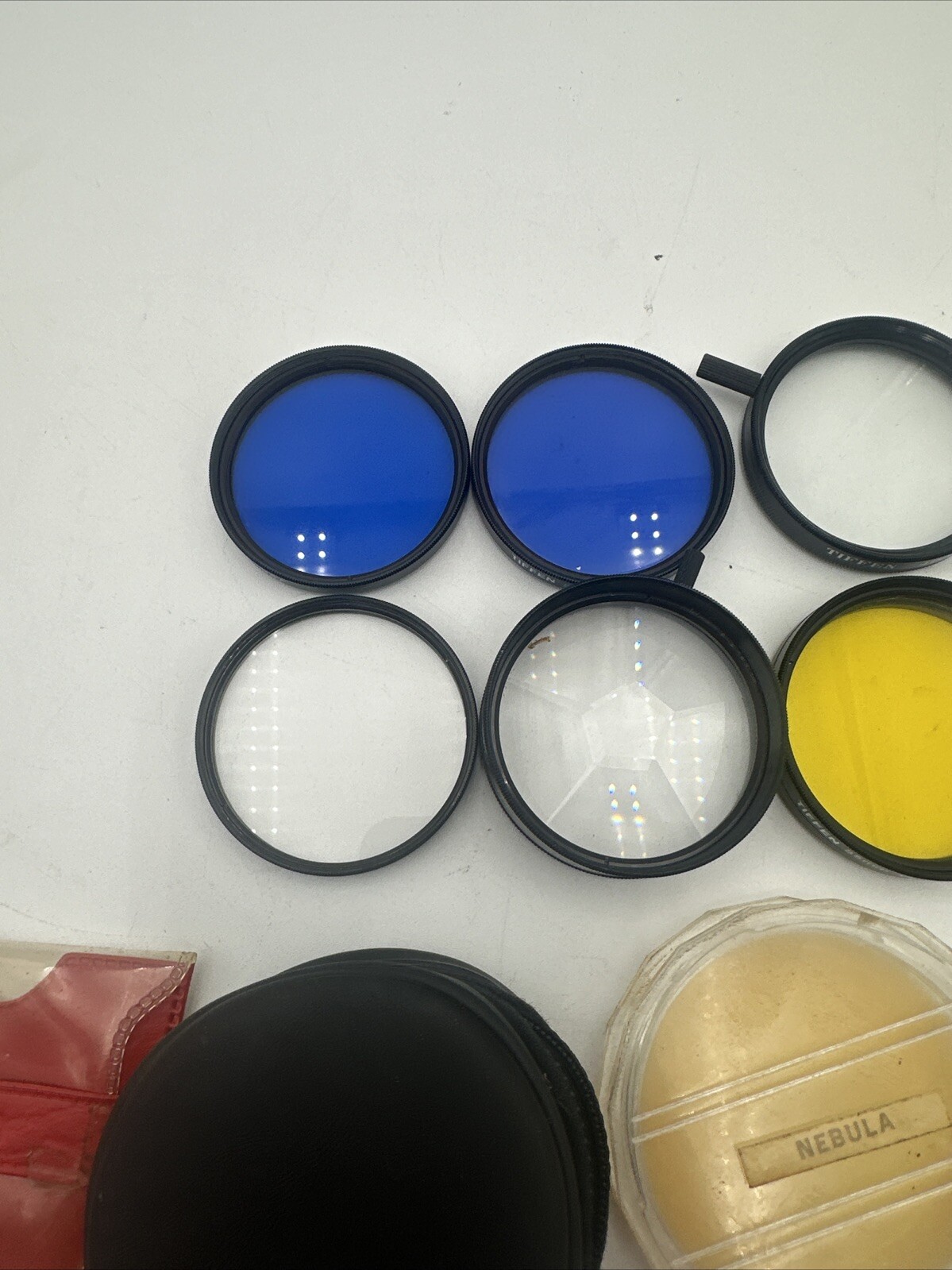 Lot of 7 Vintage Tiffen, Kalt, Canon Filters W/ Cases