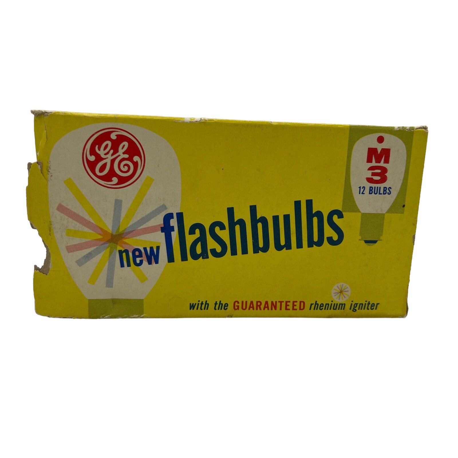 VTG NOS General Electric GE M3 Twelve Clear Rhenium Flashbulbs in Original Box