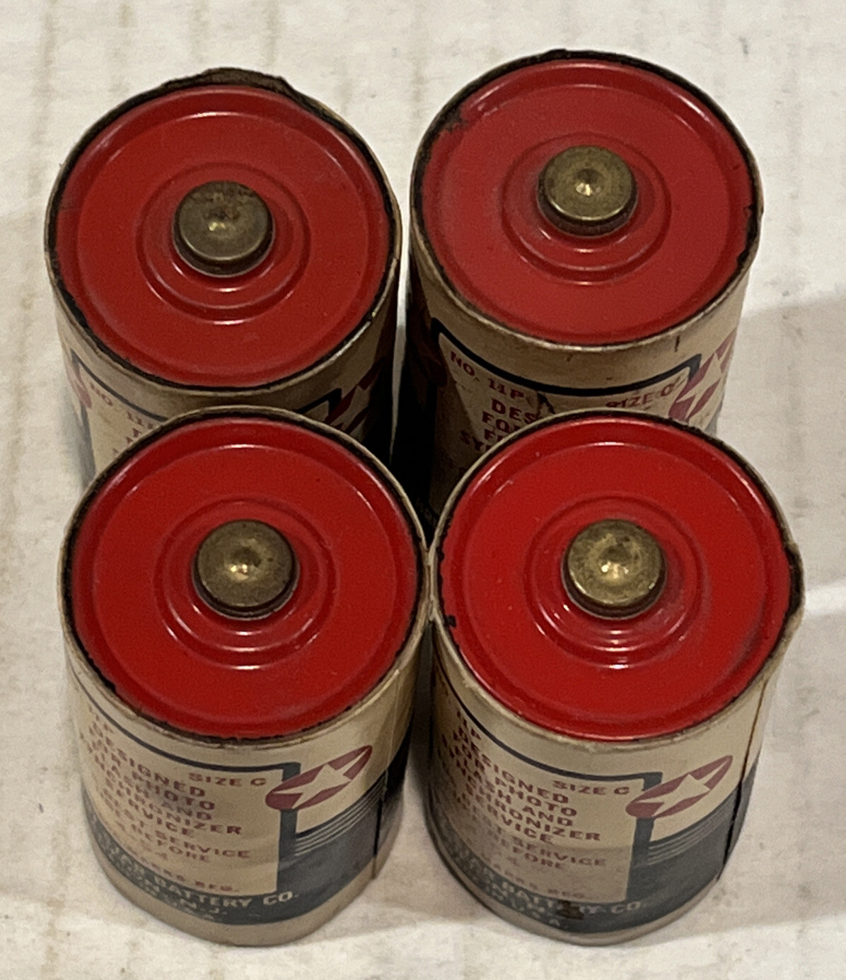 Vintage 1954 Bright Star Photo Flash Battery Lot of 4 No. 11p Size C