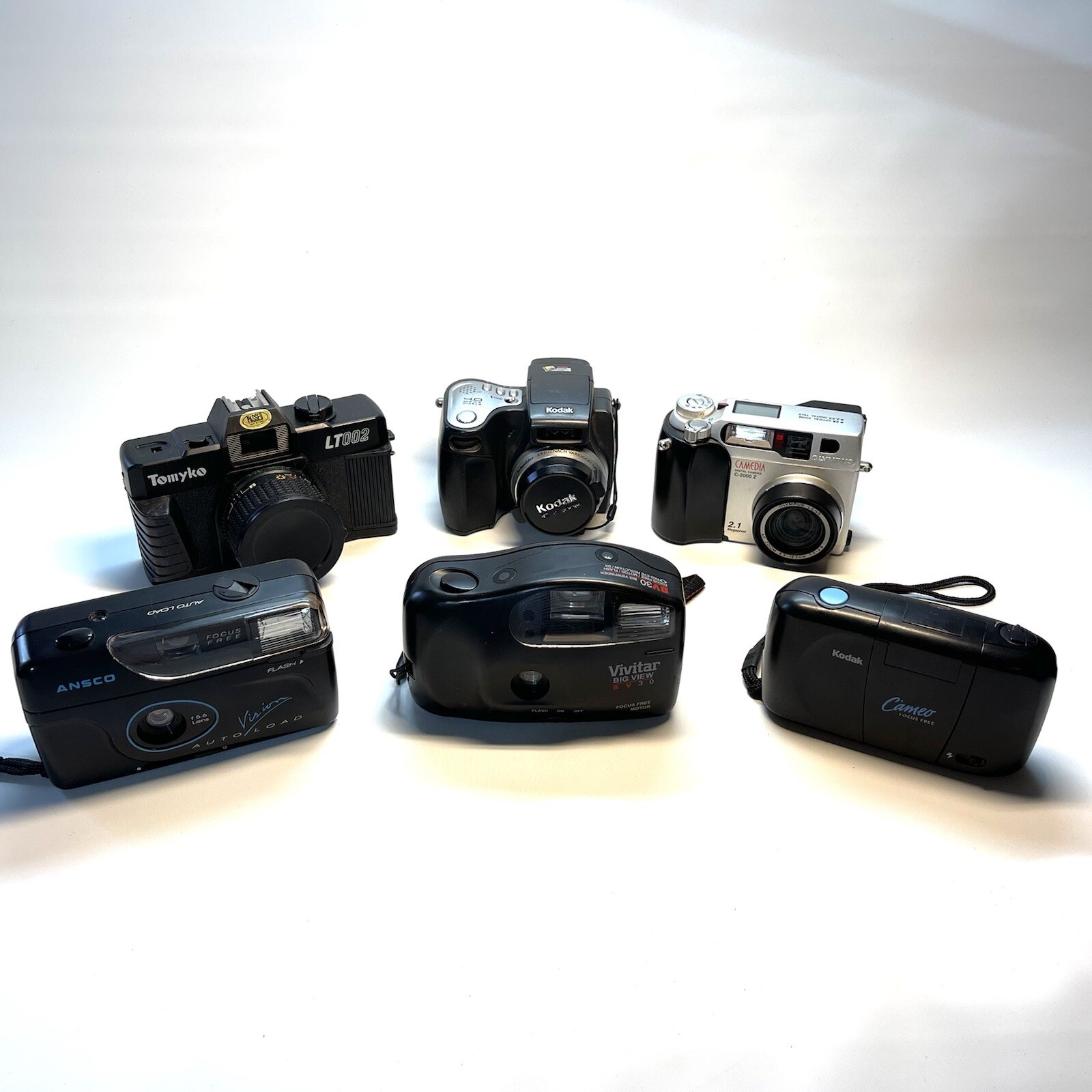 Various Vintage Camera Lot (6) *READ* Kodak Tomyko Olympus Ansco Vivitar