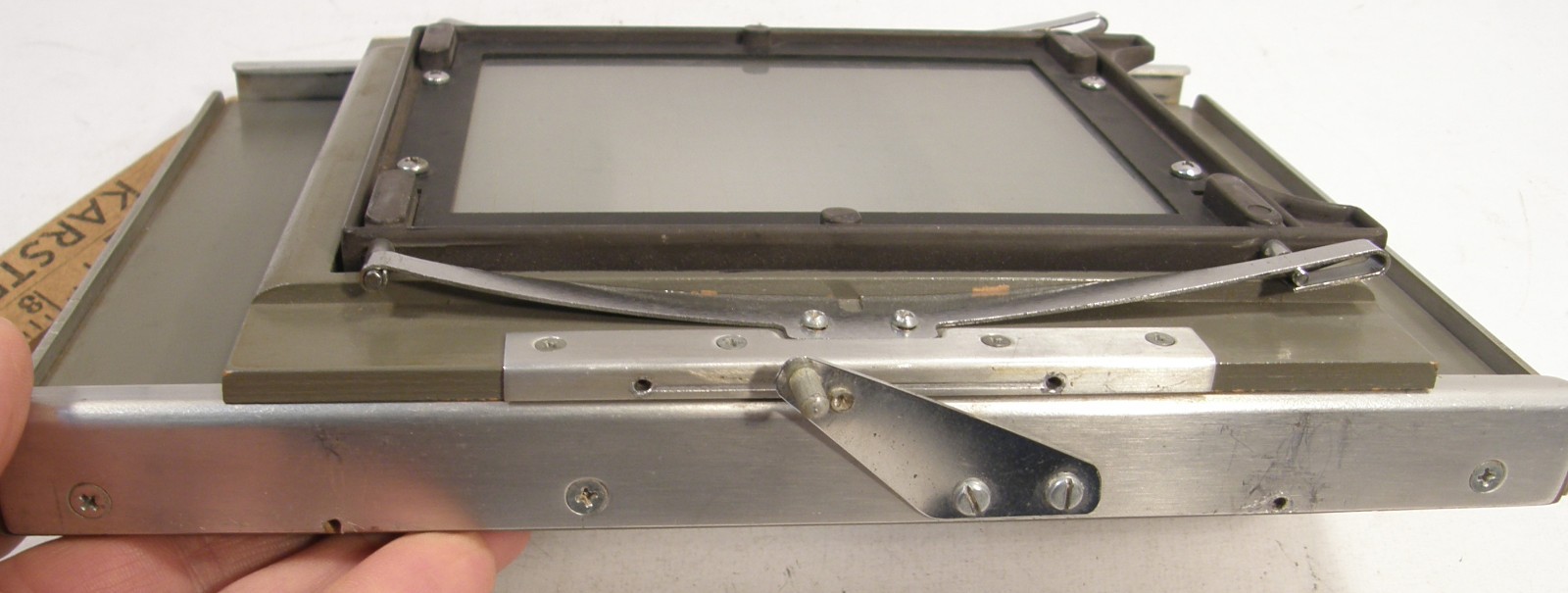 VINTAGE BURKE & JAMES SLIDING BACK REDUCER 3 1/2″ X 4 3/4″ GROUND GLASS W/GRID