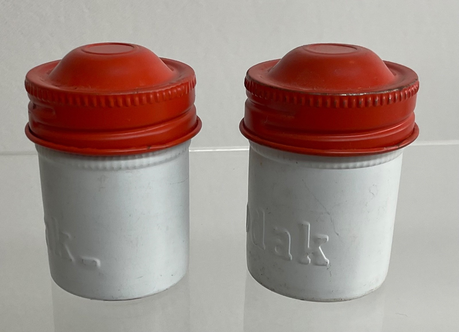 VTG Lot of 2 Kodak 35mm Film Roll Embossed Container Metal Tin Can Canister