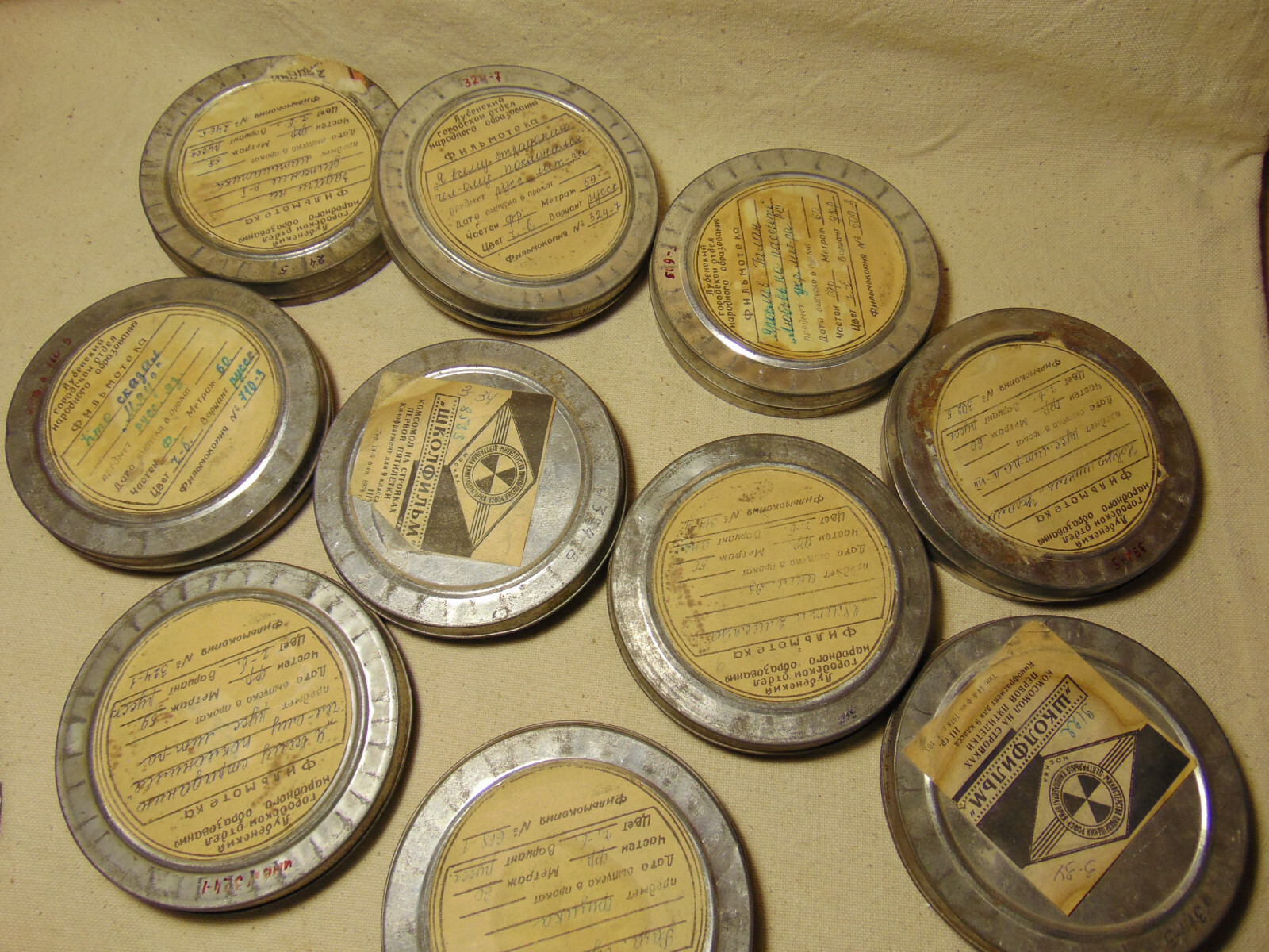 lot of 8pc empty 16mm Metal film can 5″ 200ft cinema movie storage tin case