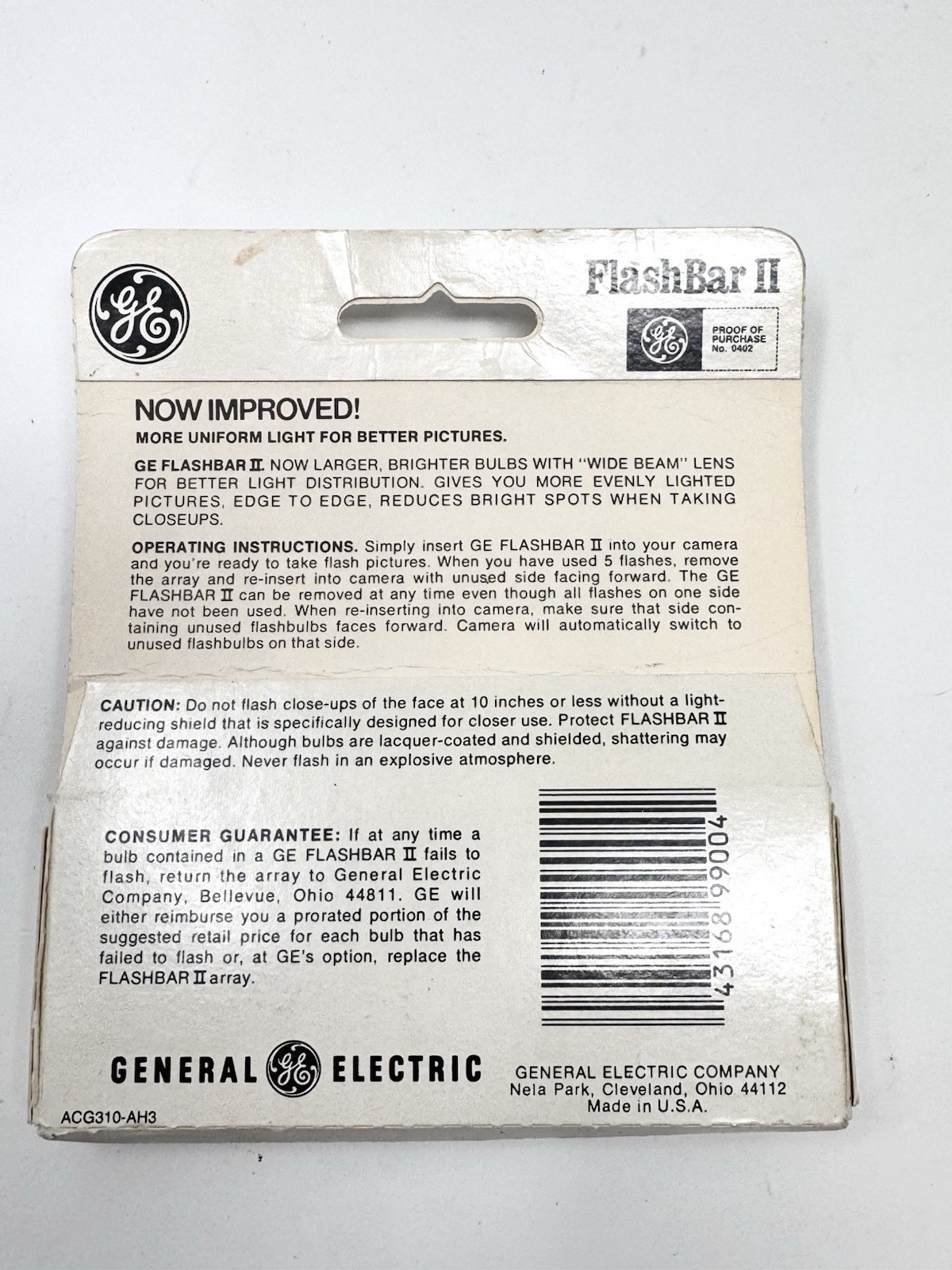 GE Flash Bar II Flashbulb Array for Polaroid SX-70 Cameras (10 Flashes)