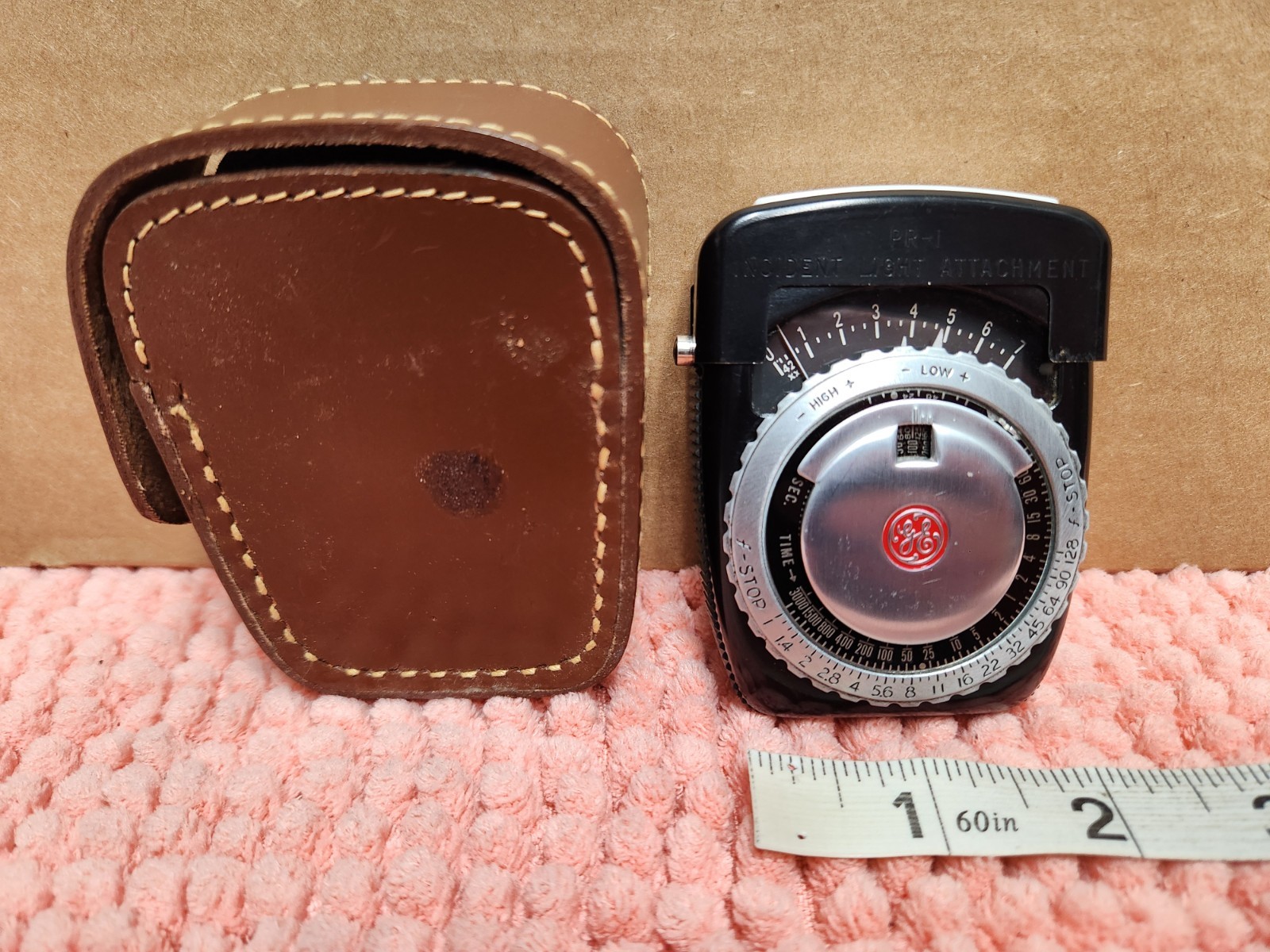 VTG General Electric Exposure Meter Type PR-1 For Film or Plates w/ Leather Case