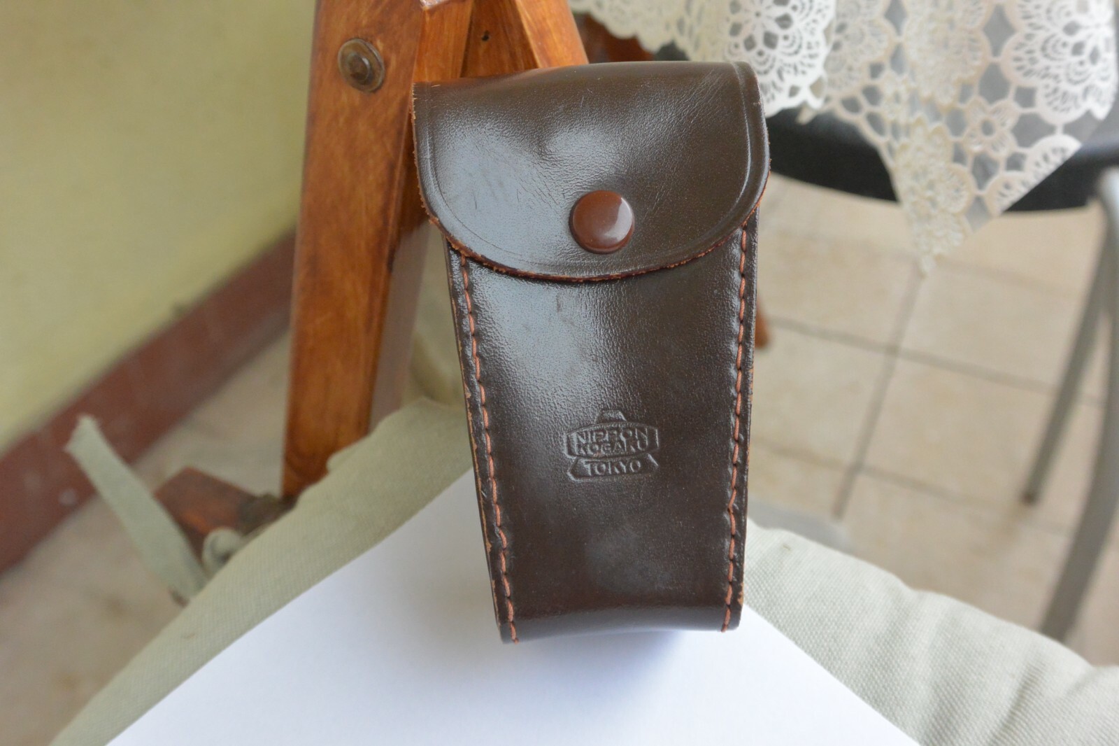 Original Leather Case Nippon Kogaku for Pocket Fan Flash Vintage