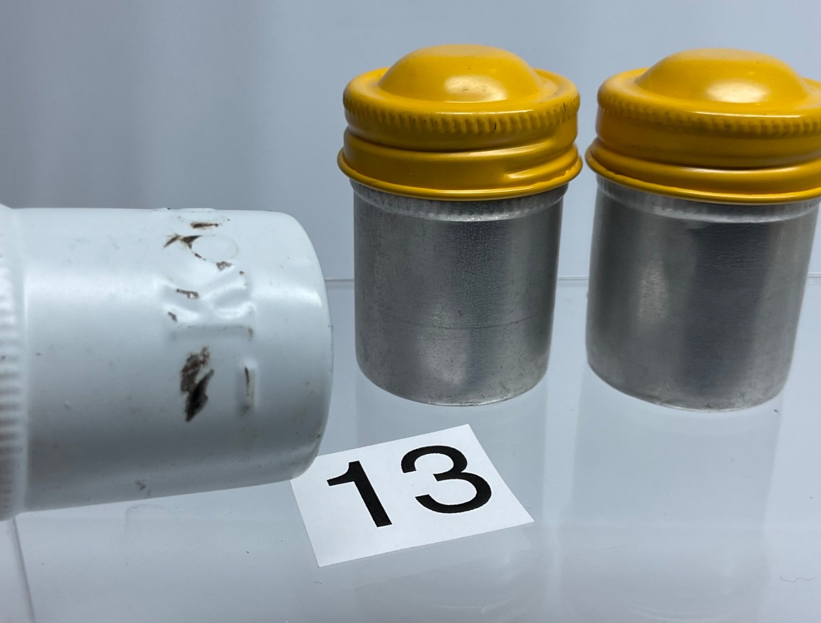 3 VTG Lot Kodak 35mm Film Roll Embossed Container Metal Tin Can Canister yellow