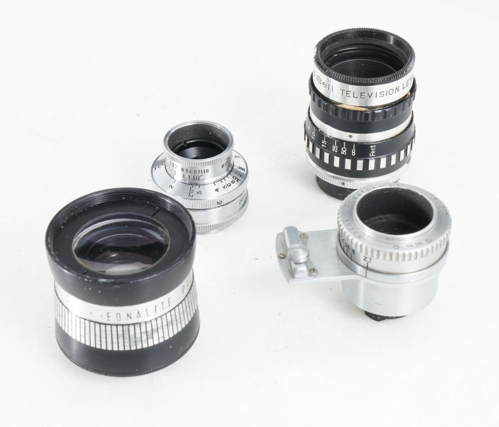 – LOT OF 4 CINE MOVIE CAMERA LENSES FOR PARTS/AS-IS/#5