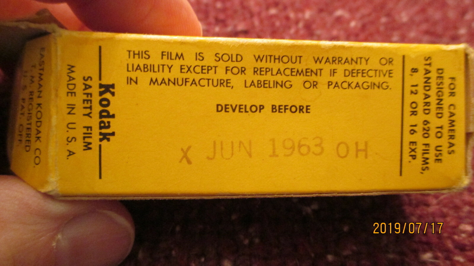 Vintage Kodak Verichrome Pan VP-620 B&W Film Exp. 6-63