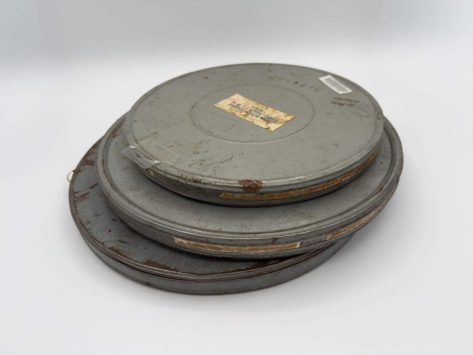 Vintage 16mm Metal Movie Film Reel Cans 10.75” & 12.5” Cinema Prop