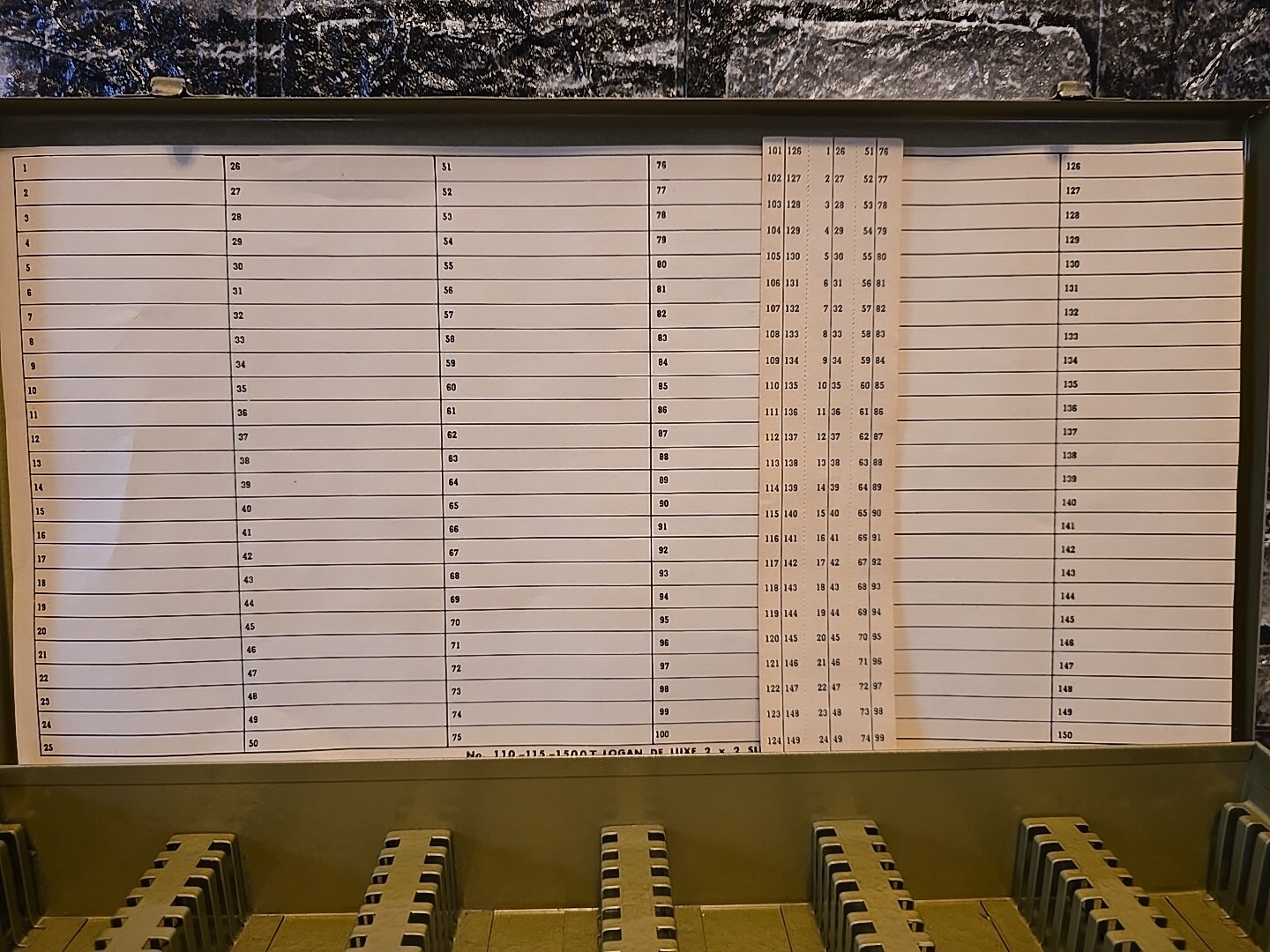 Vintage Logan Metal De Luxe 2 x 2 No. 110-115-1500I Slide File Box Gold