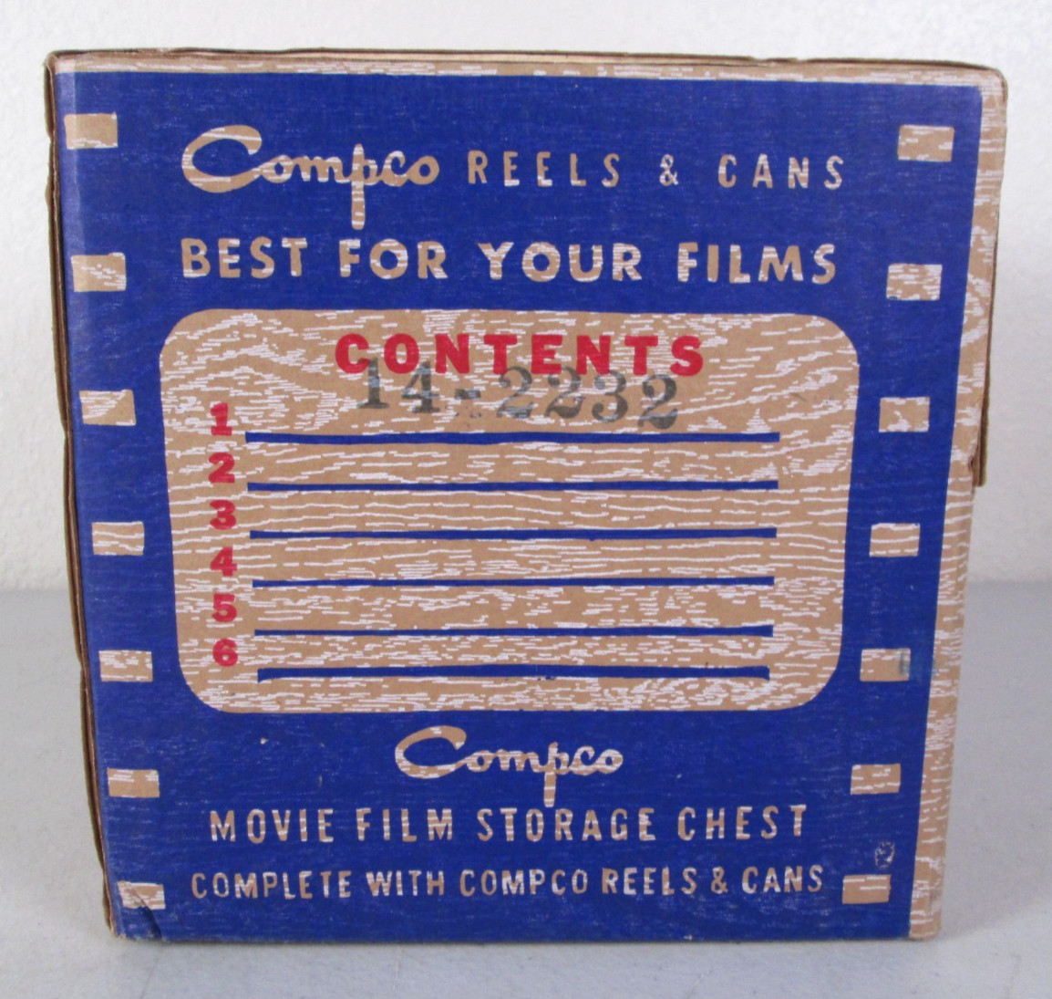 Vintage COMPCO Reel Chest Pak – 6 – 200 Ft. 8mm Metal Film Reel w/ Storage Cans