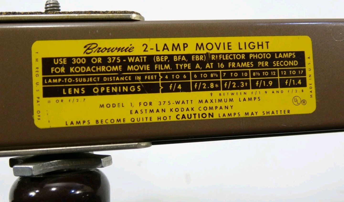 Vintage Kodak Brownie 2-Lamp Movie Light Model 1