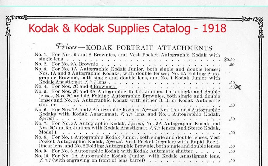 C13308~ Eastman Kodak No. 7A Close-Up Attachment & Original Case